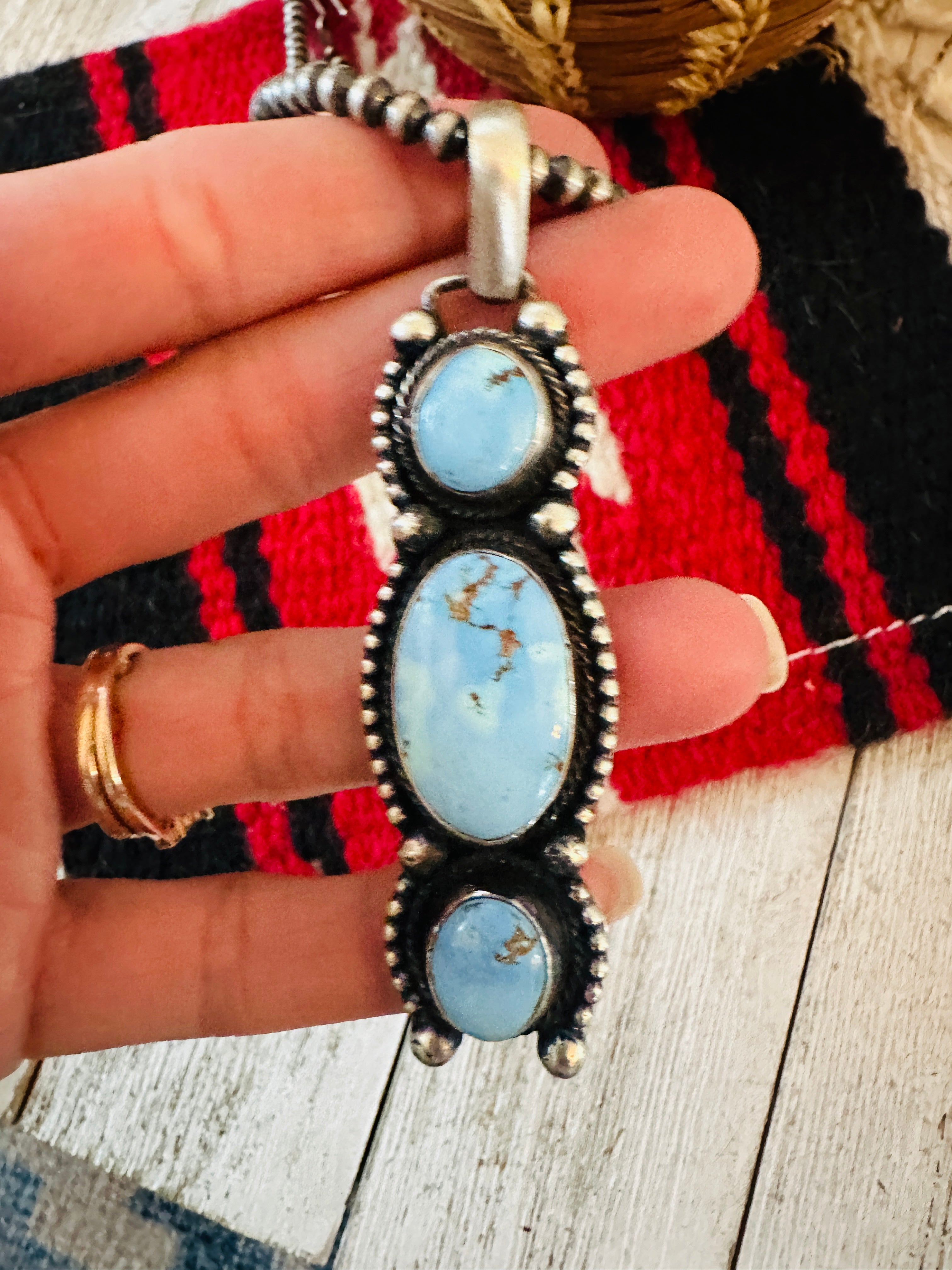 Handcrafted Golden Hills Turquoise & Sterling Silver Pendant