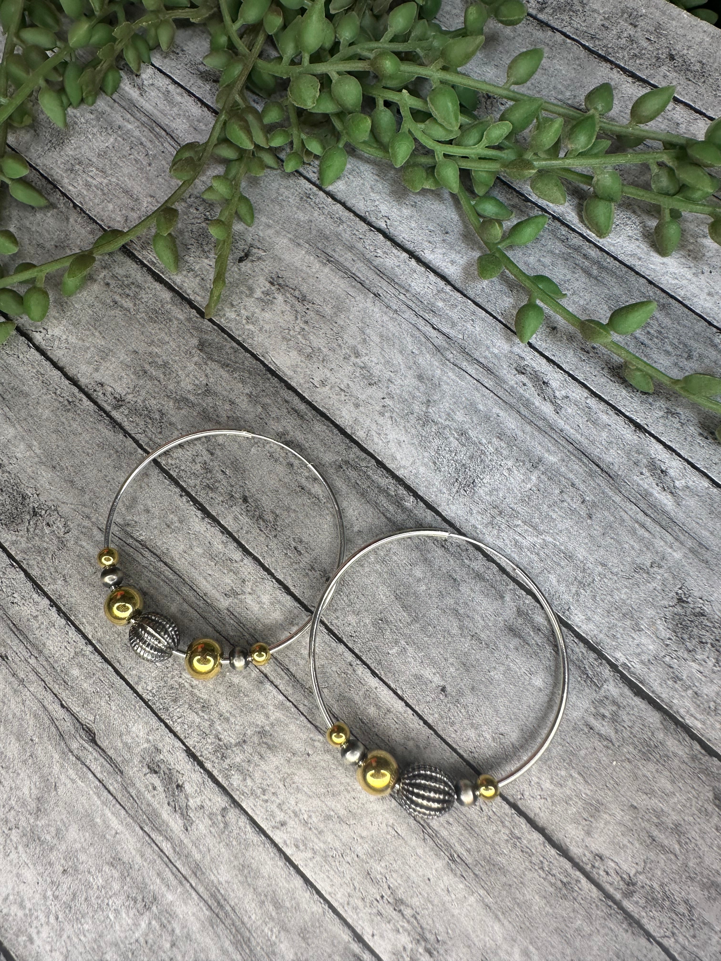 Handmade Sterling Silver Gold Plated Hoop Earrings