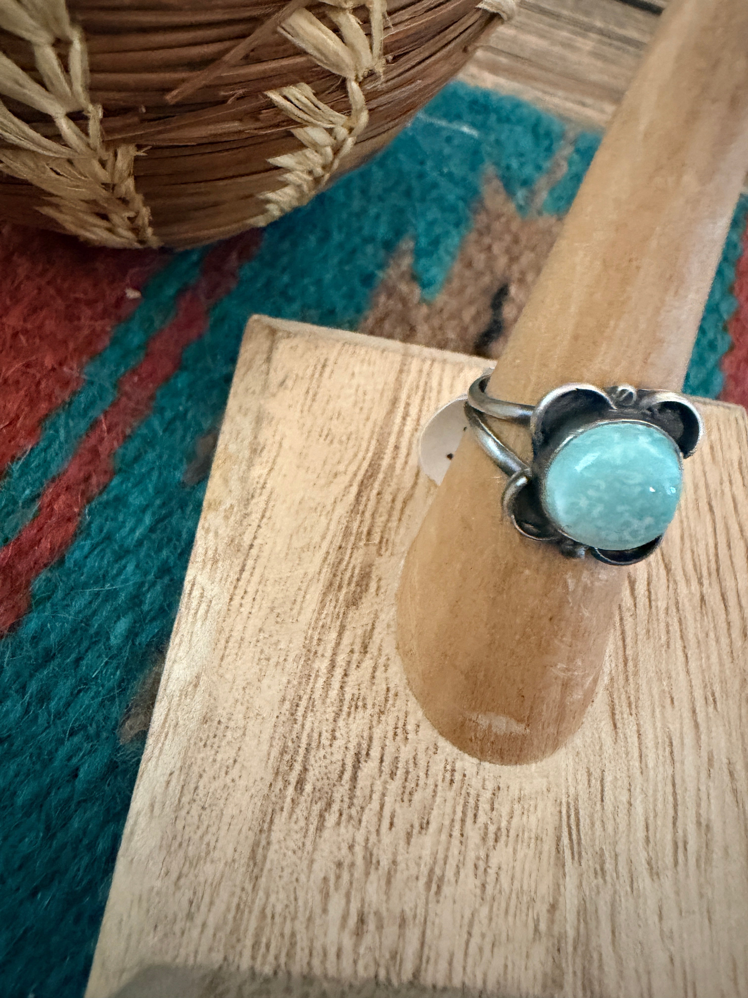 Handcrafted Golden Hills Turquoise & Sterling Silver Ring Size 6.5