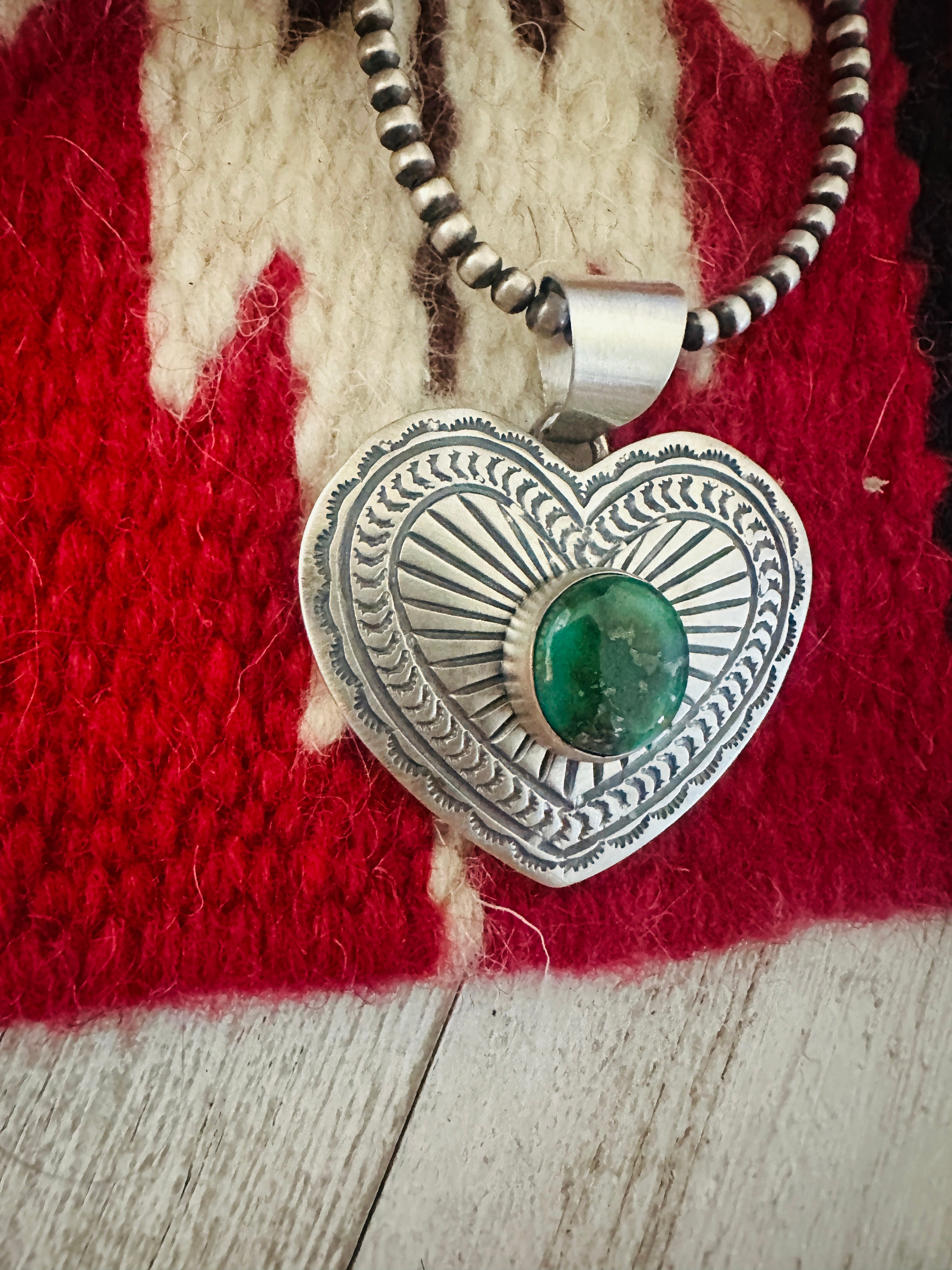 Navajo Sonoran Mountain Turquoise & Sterling Silver Heart Pendant