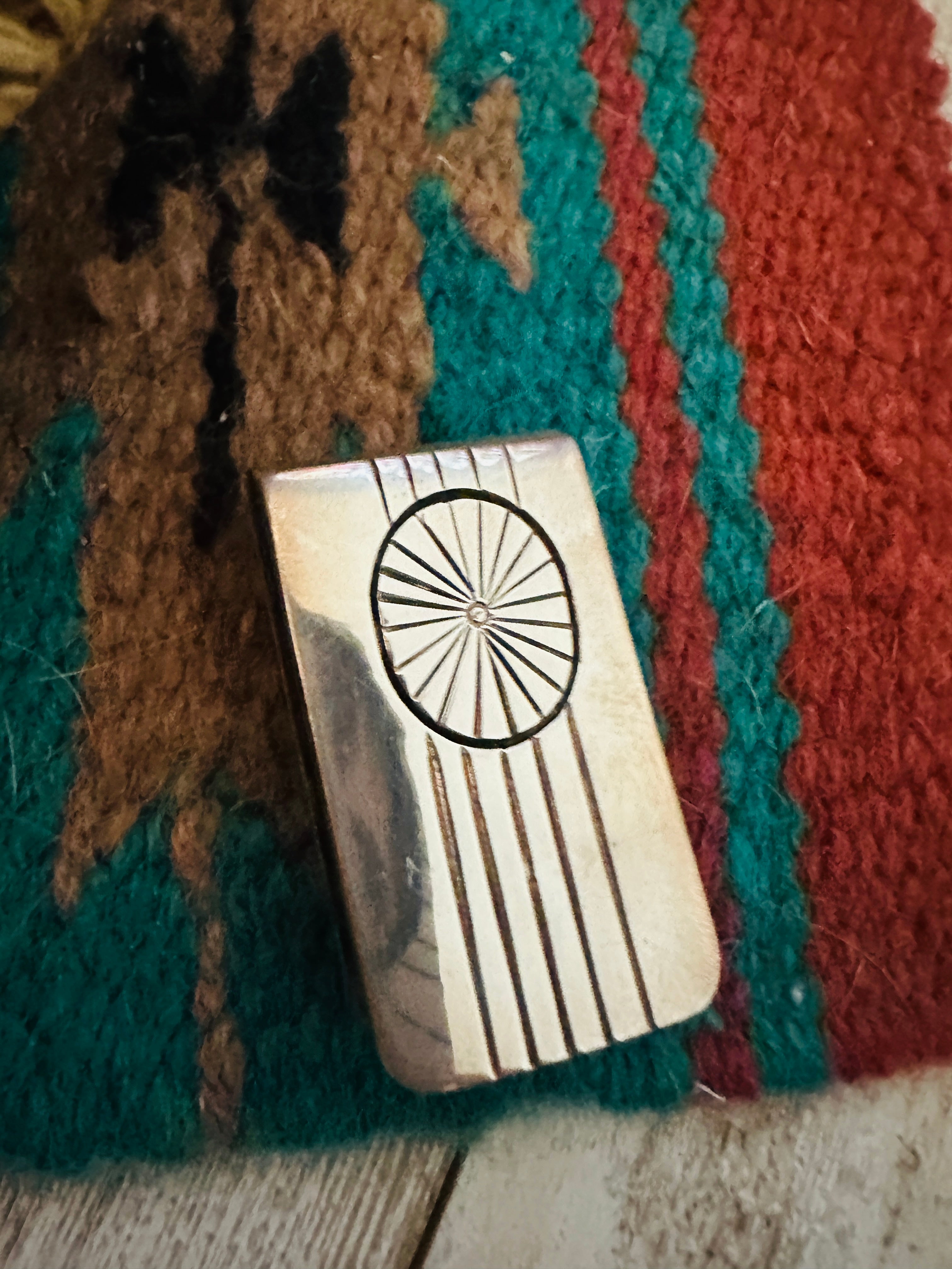 Navajo Hand Stamped Sterling Silver Money Clip