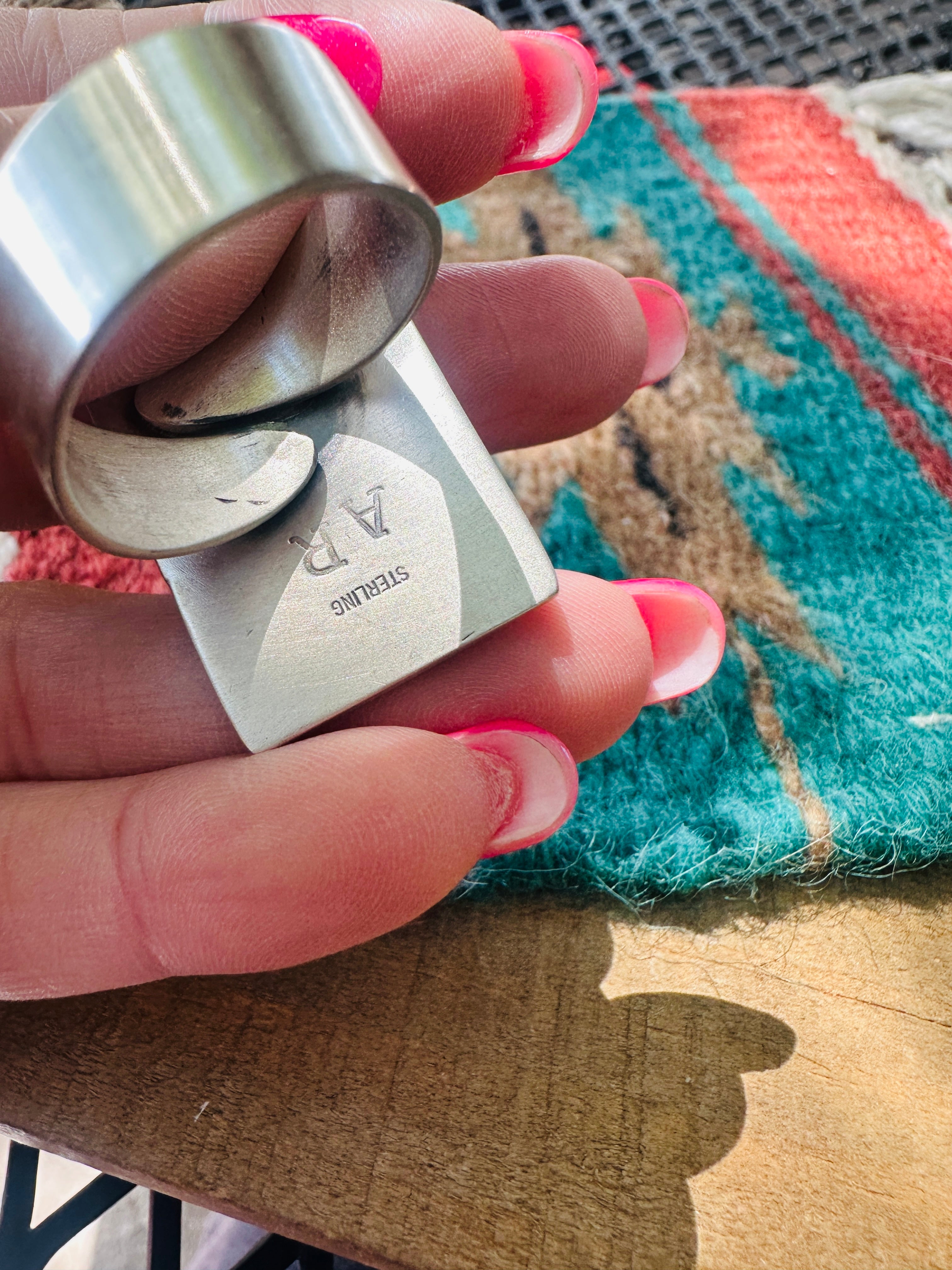Handcrafted Sonoran Mountain Turquoise & Sterling Silver Adjustable Ring