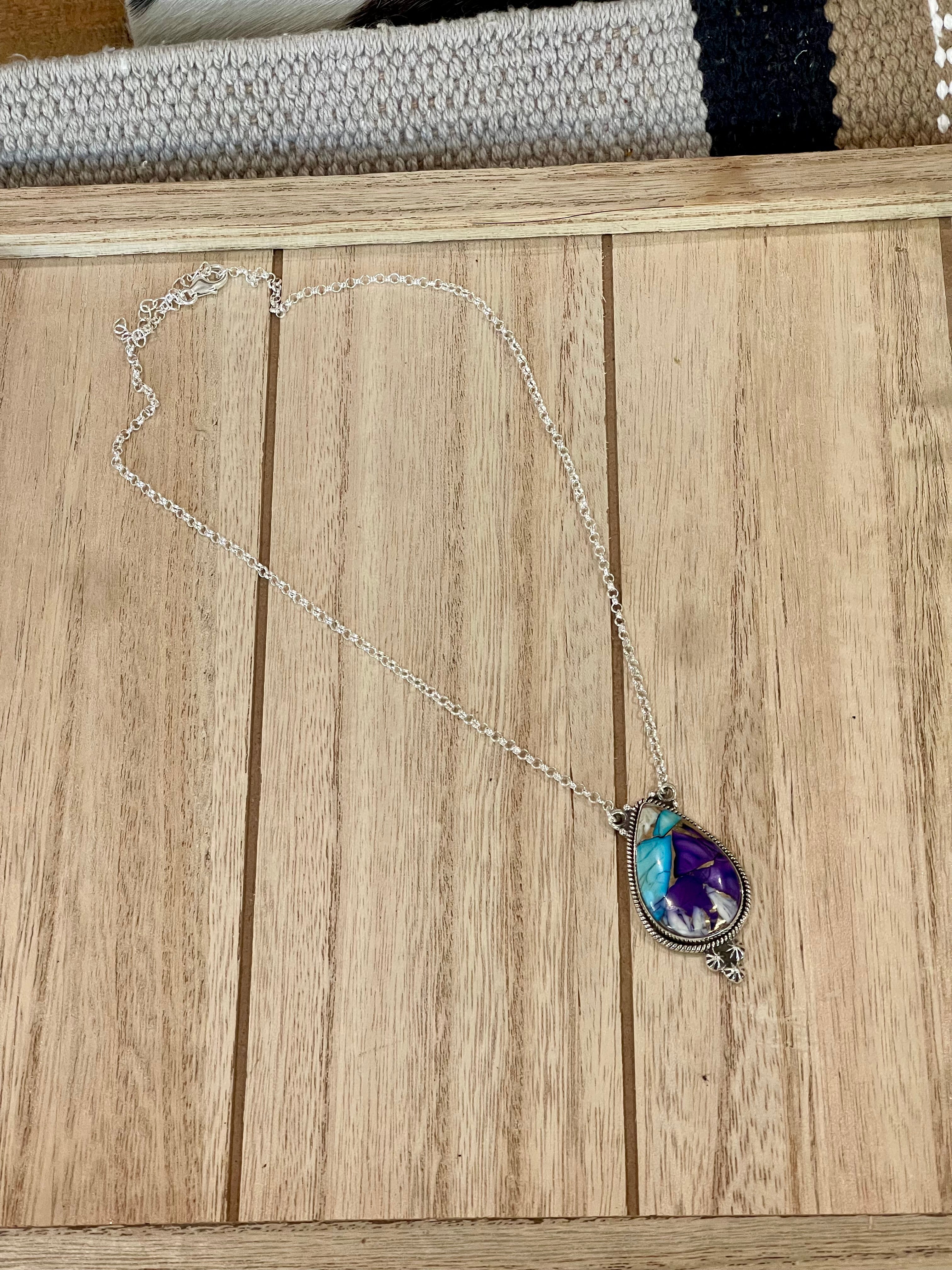 Handmade Sterling Silver & Purple Dream Mojave Necklace