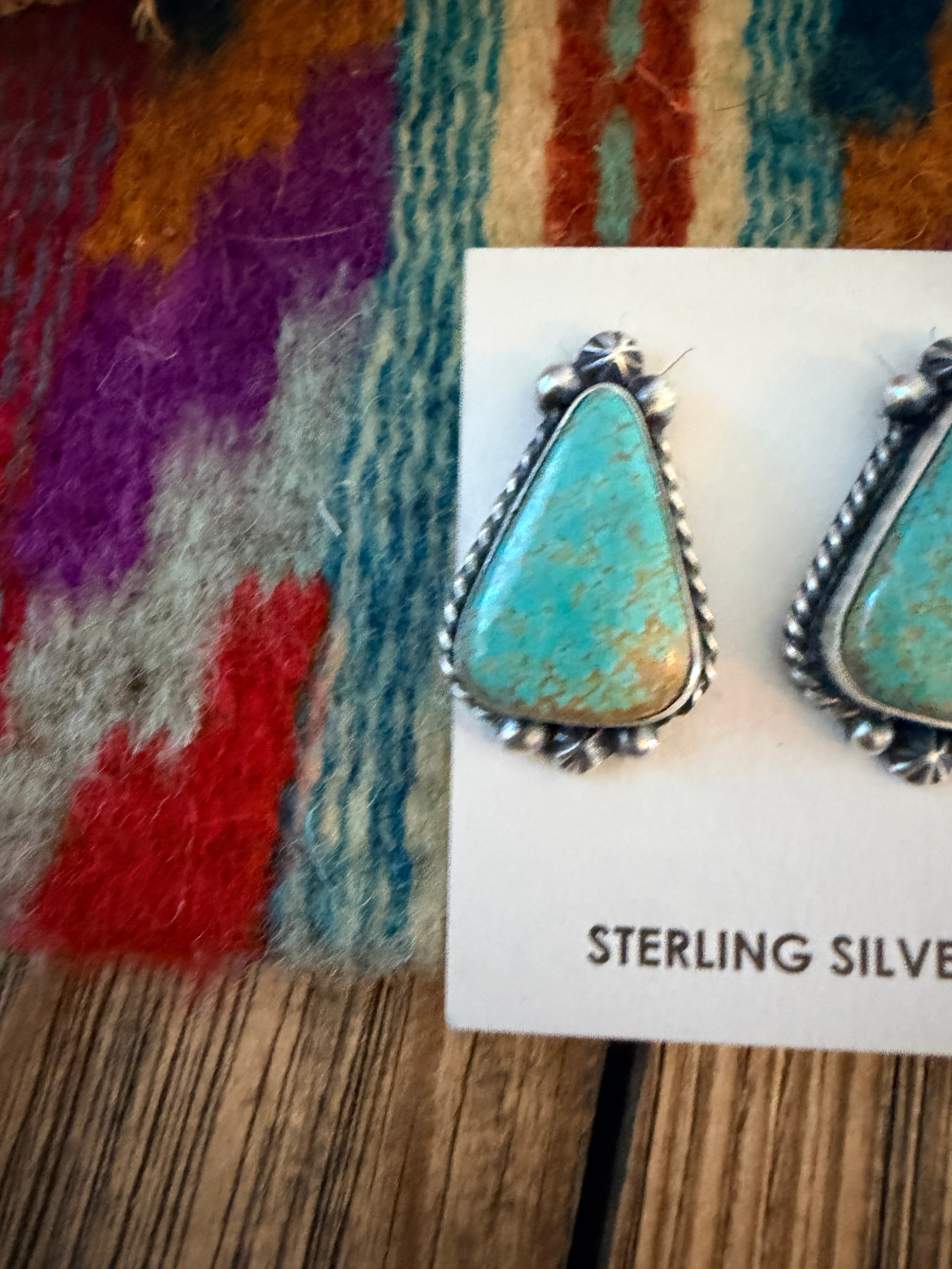 Handcrafted Turquoise & Sterling Silver Post Earrings