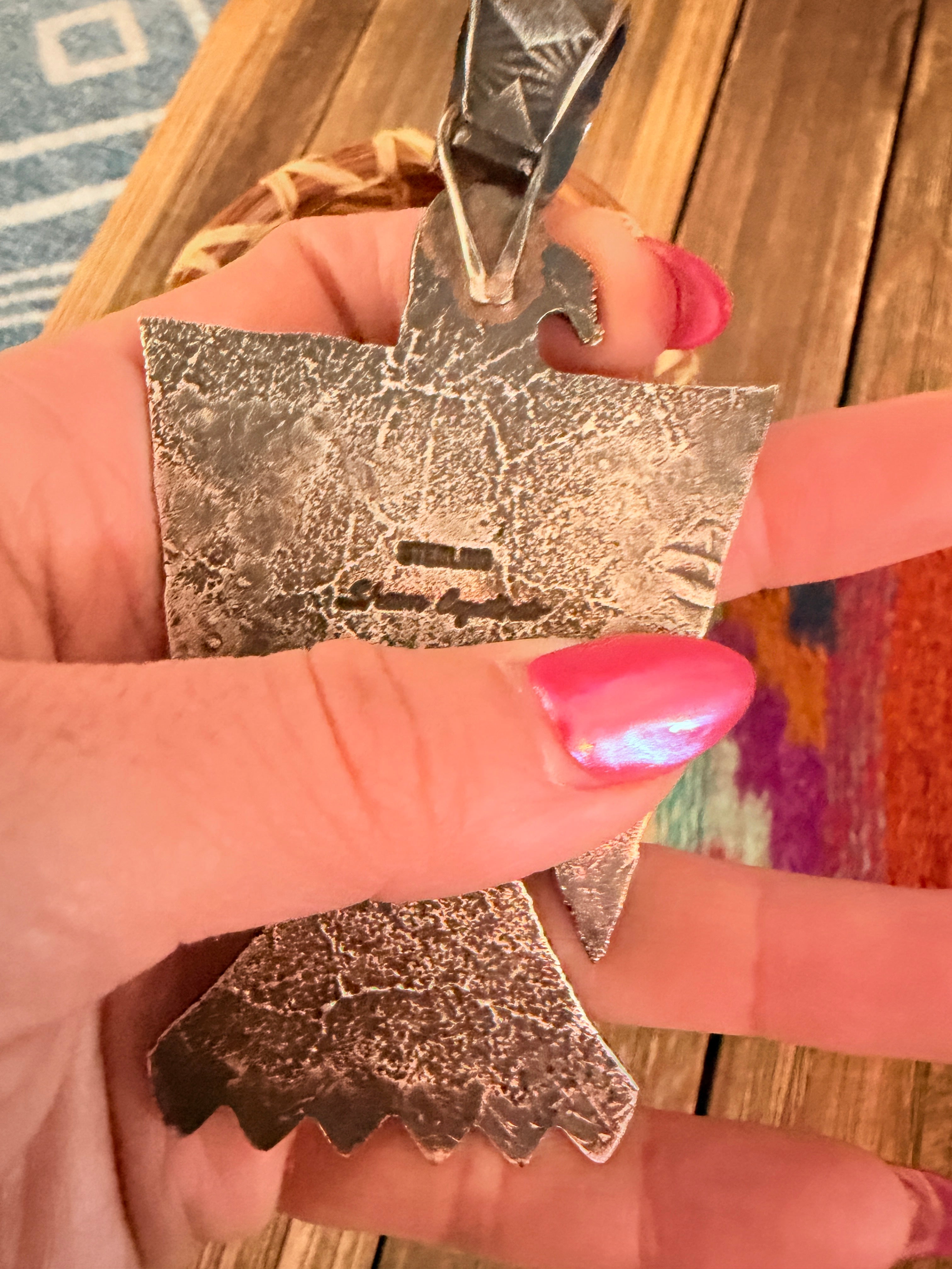 Handcrafted Sterling Silver, White Buffalo & Coral Thunderbird Pendant by Shawn Cayatineto