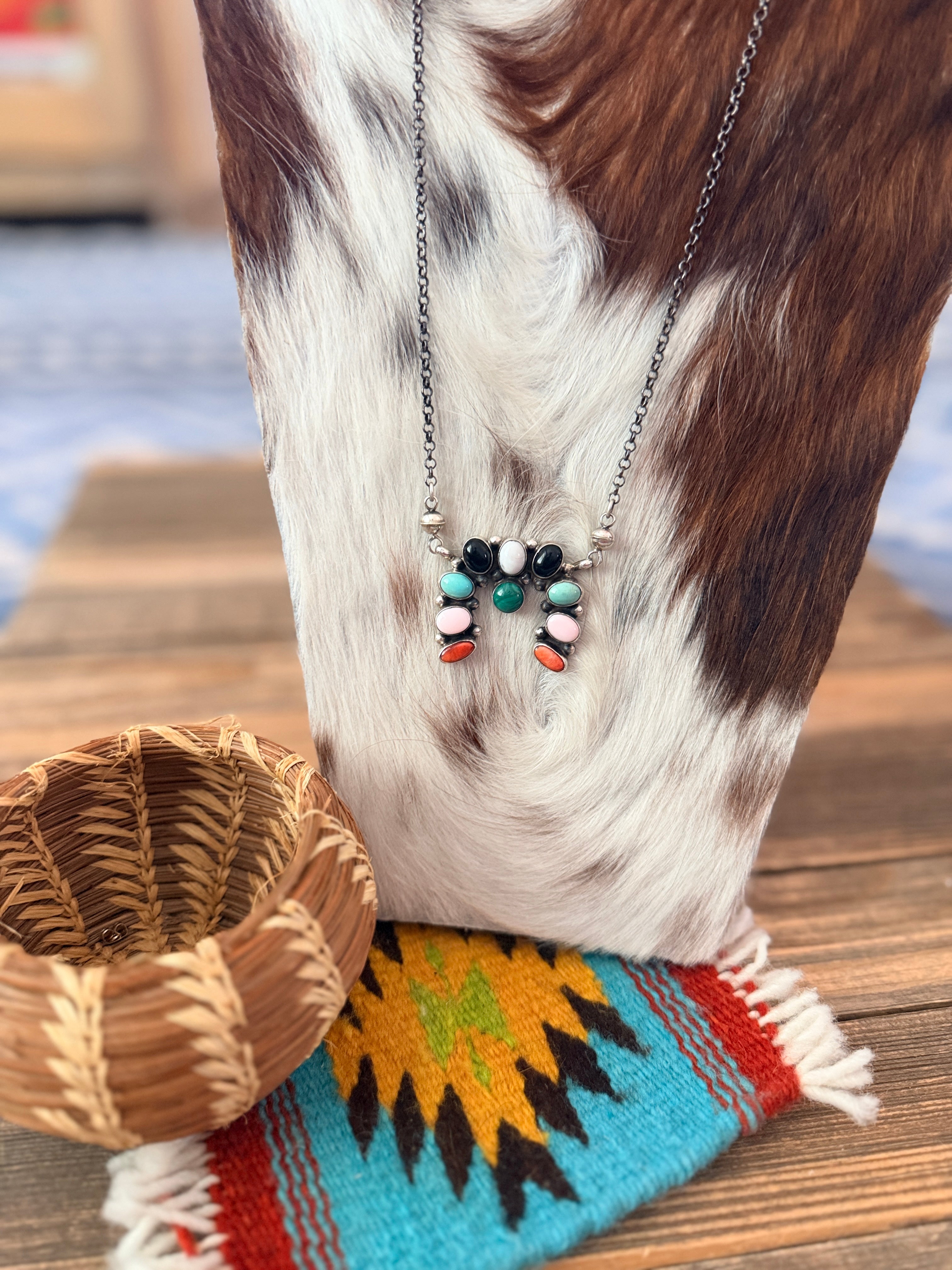 Handcrafted Multi Stone & Sterling Silver Naja Necklace by Jacqueline Silver