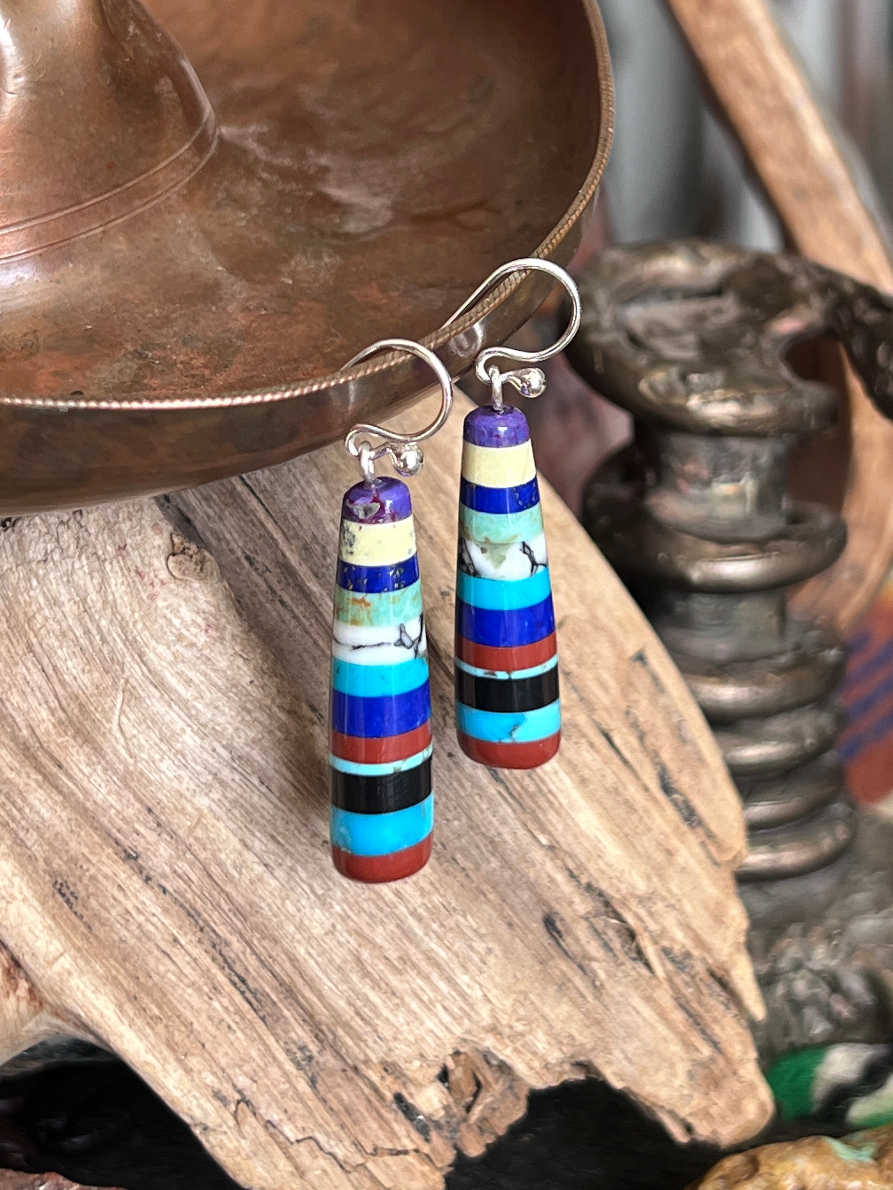 Santo Domingo Layered Multistone Earrings by Ronald Chavez, Stacked Gems #2