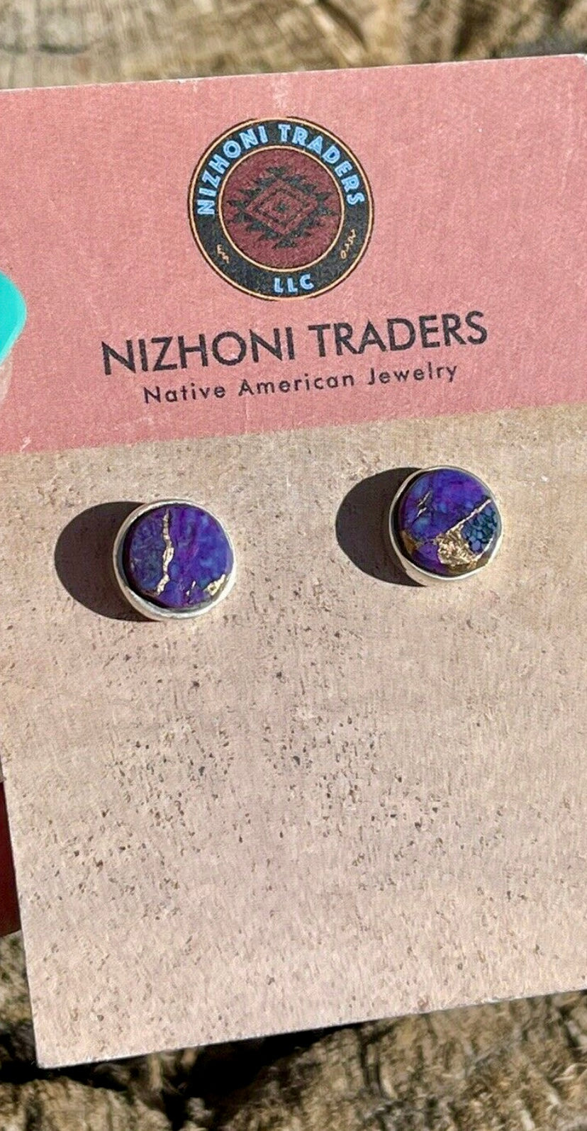 Navajo Sterling Silver Purple Dream Post Earrings Signed