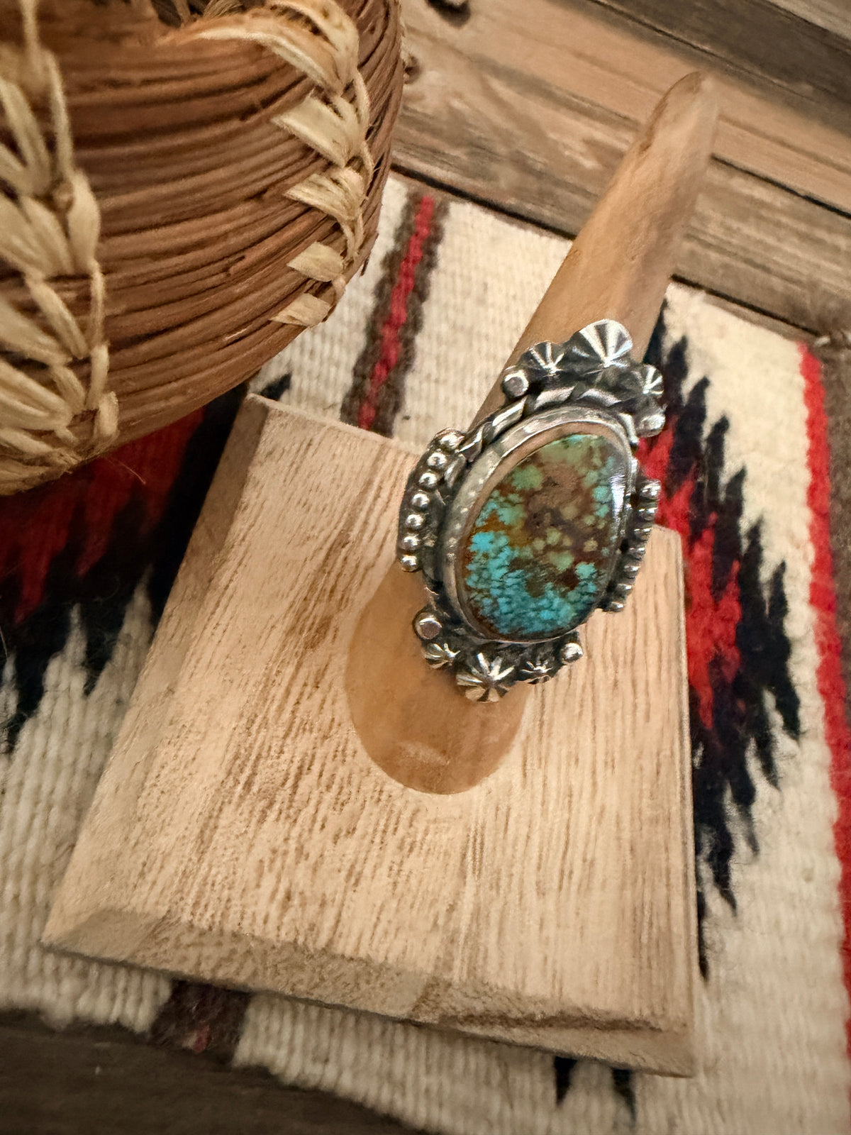 Handcrafted Royston Turquoise & Sterling Silver Ring 5.75 by Rosella Paxson