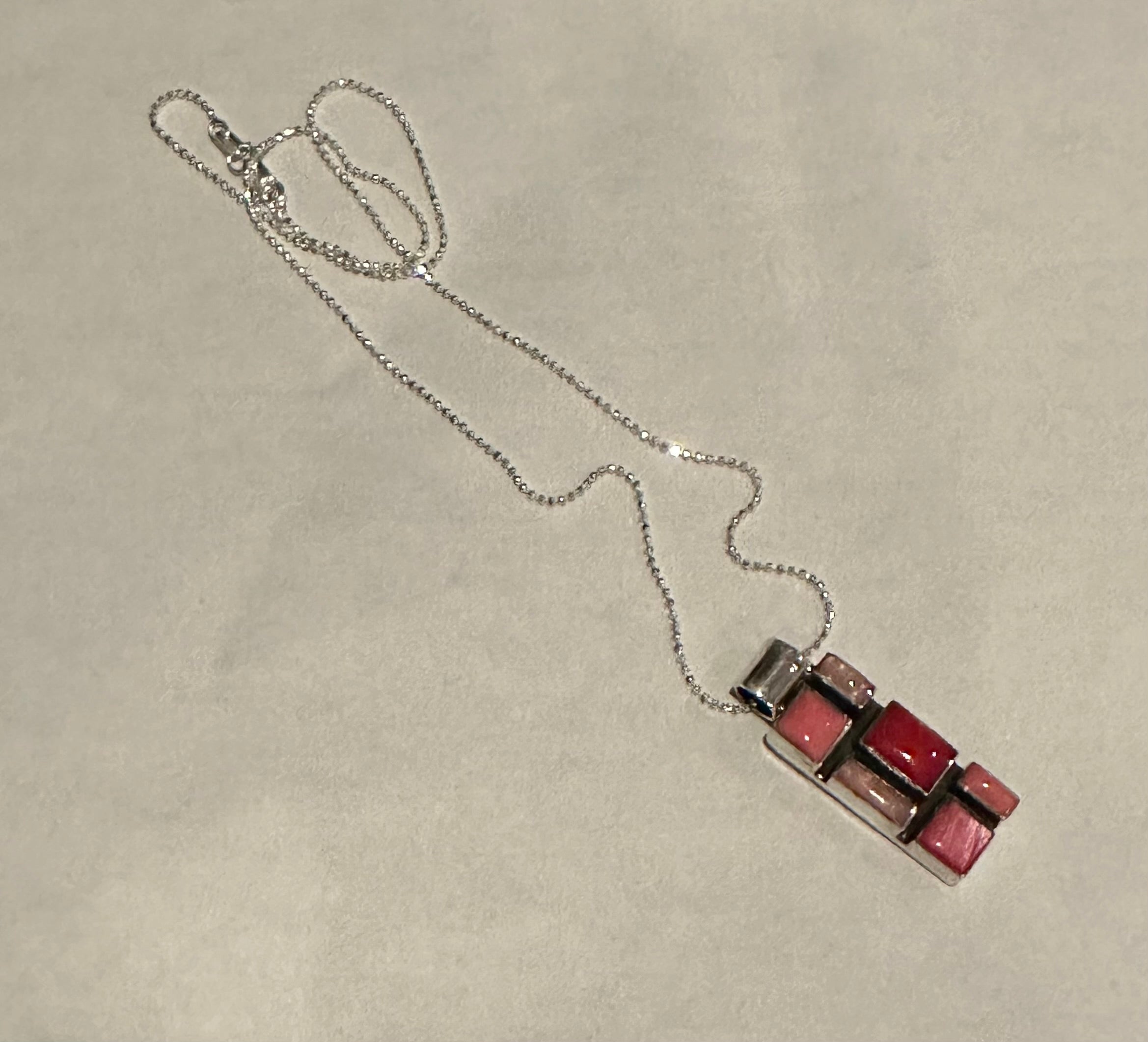 Medium Rose Mosaic Sterling Silver Pendant Necklace