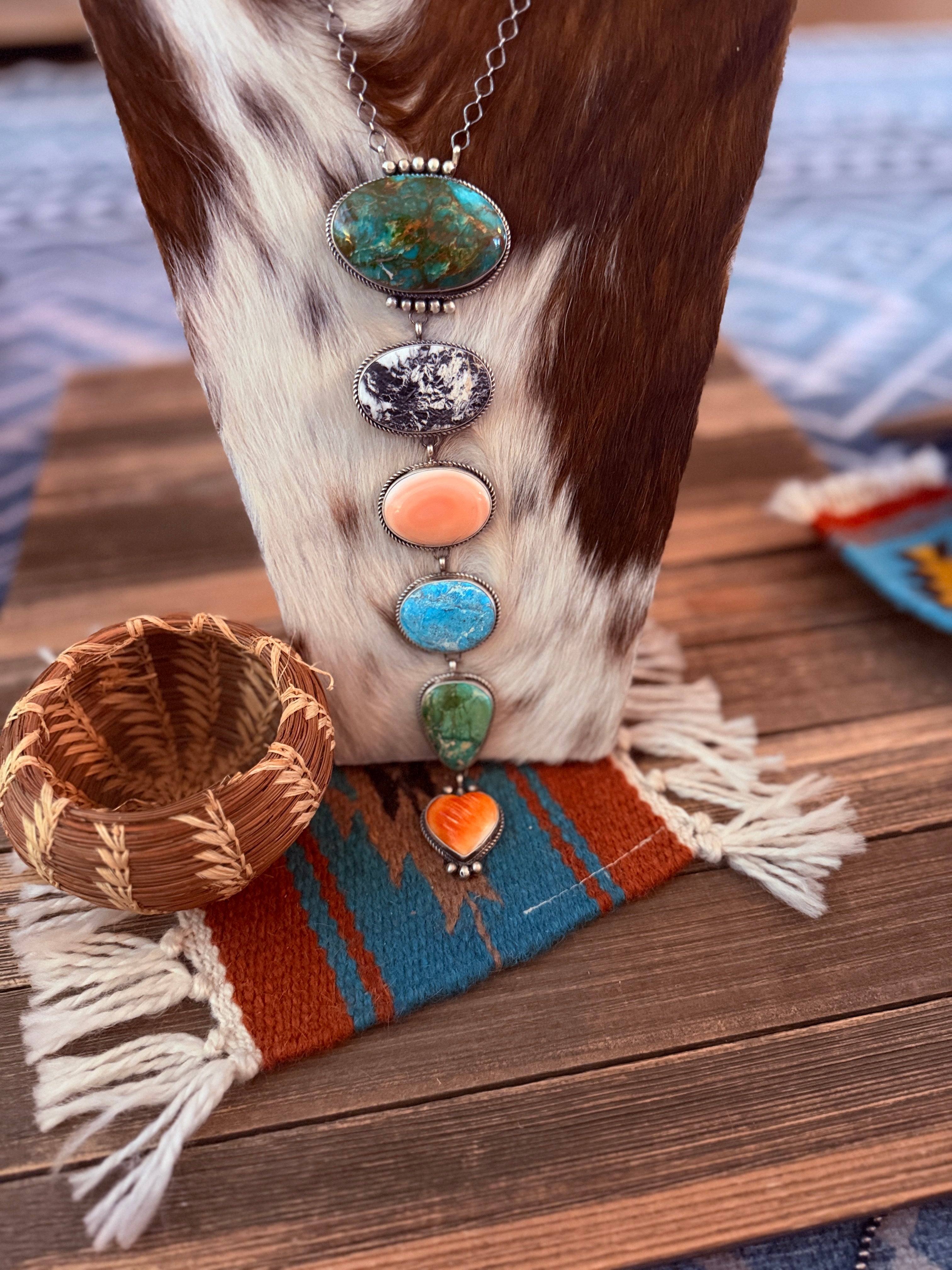 Handcrafted Multi Stone & Sterling Silver Lariat Necklace by Vicky Hicks