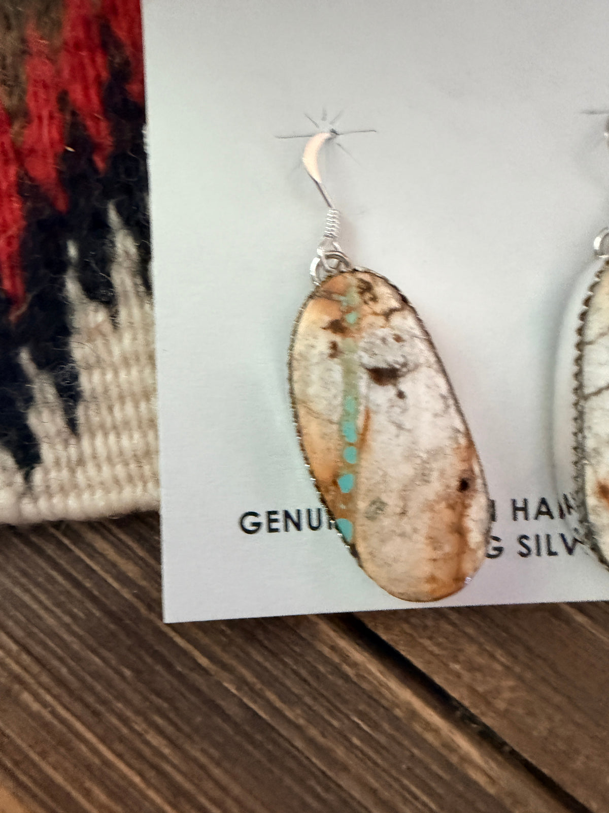 Handcrafted Ribbon Turquoise & Sterling Silver Dangle Earrings by Lorenzo Arviso Jr.