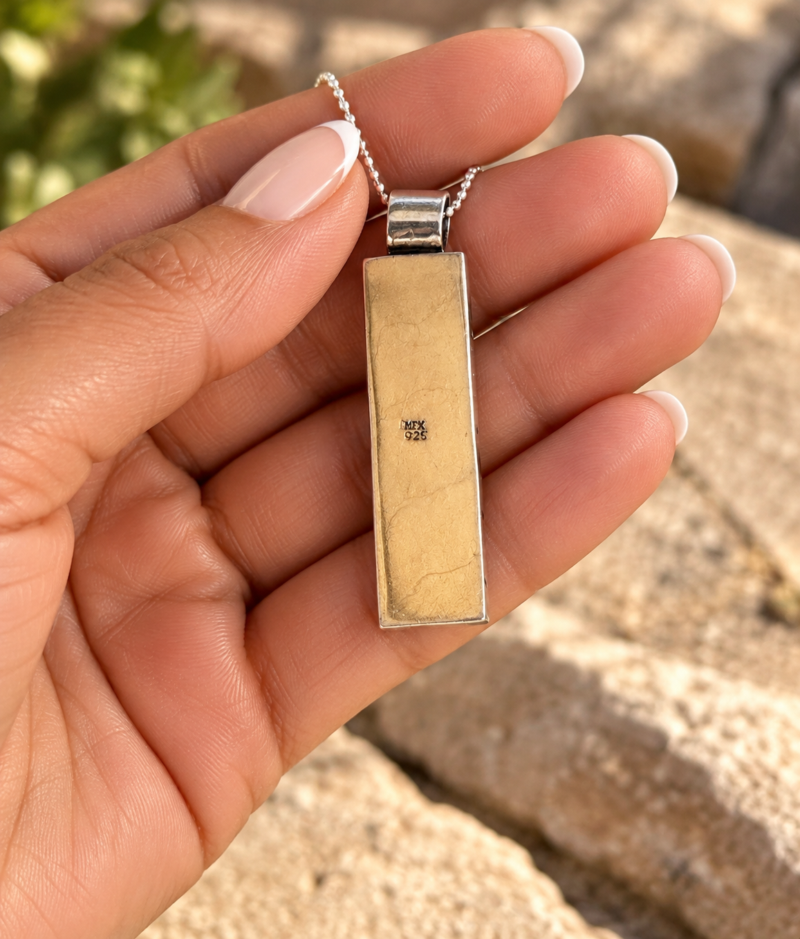 Multistone Slim Mosaic Sterling Silver Pendant Necklace