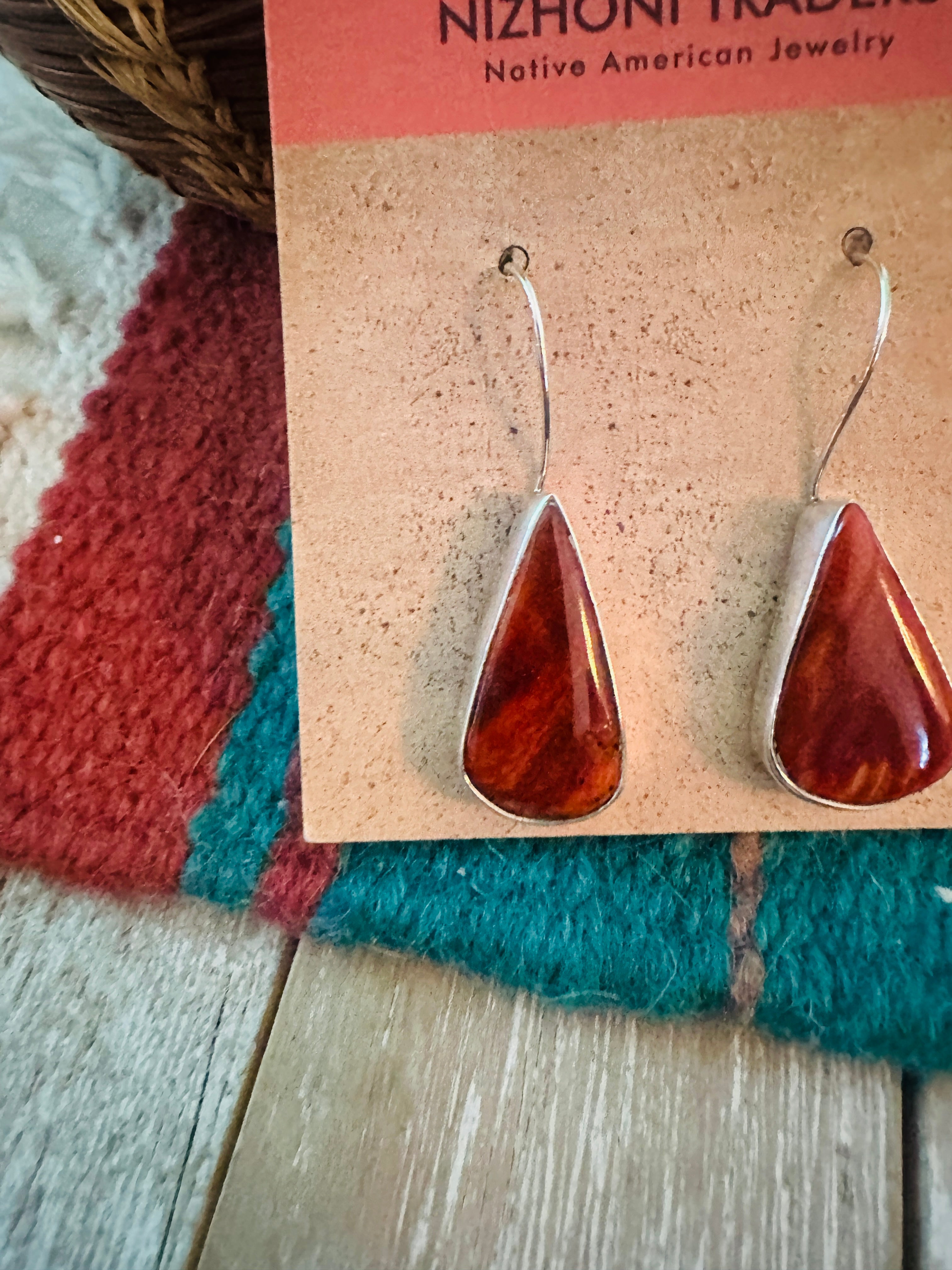 Handcrafted Spiny Oyster & Sterling Silver Dangle Earrings