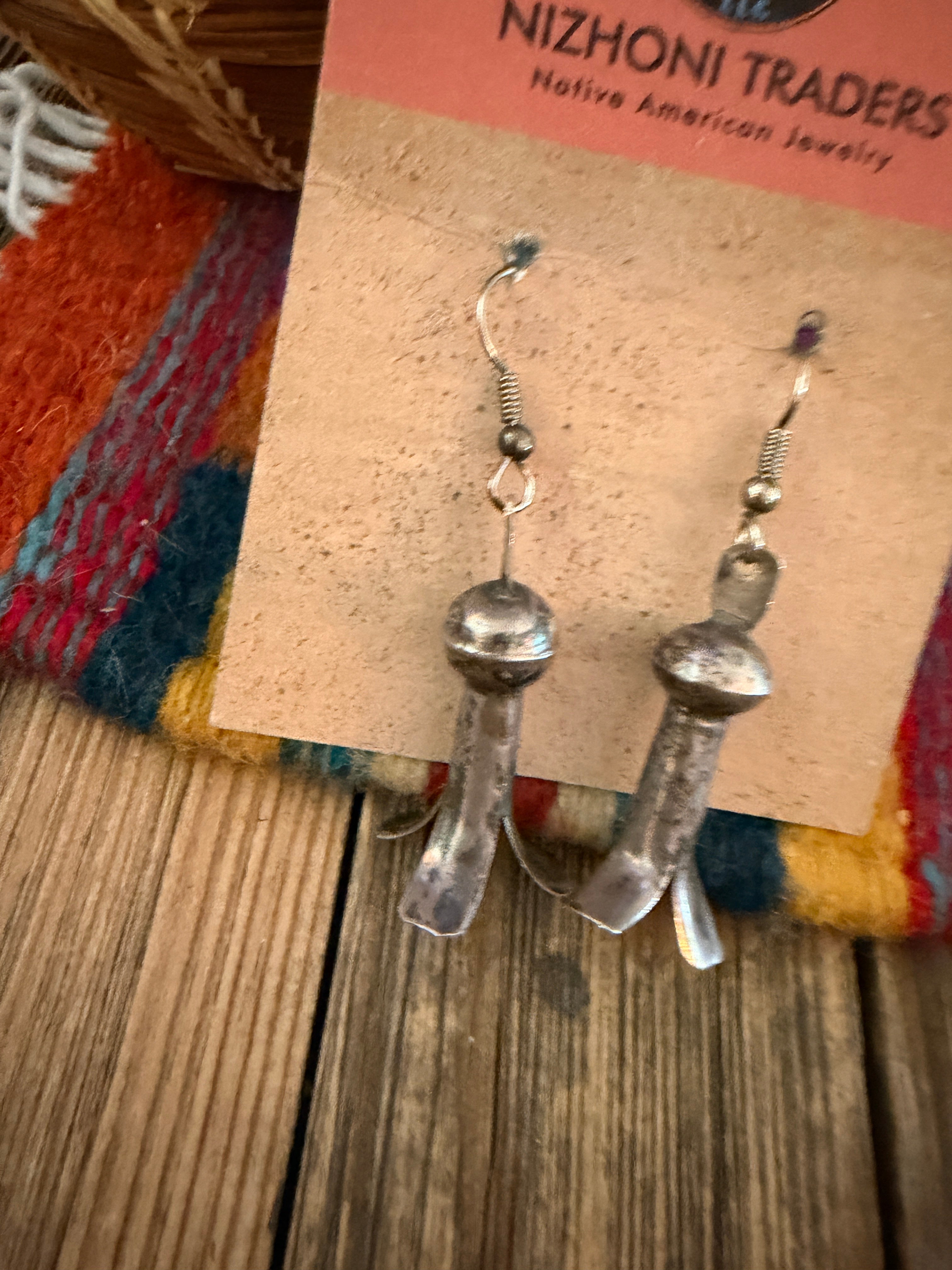 Handcrafted Old Pawn Sterling Silver Blossom Dangle Earrings