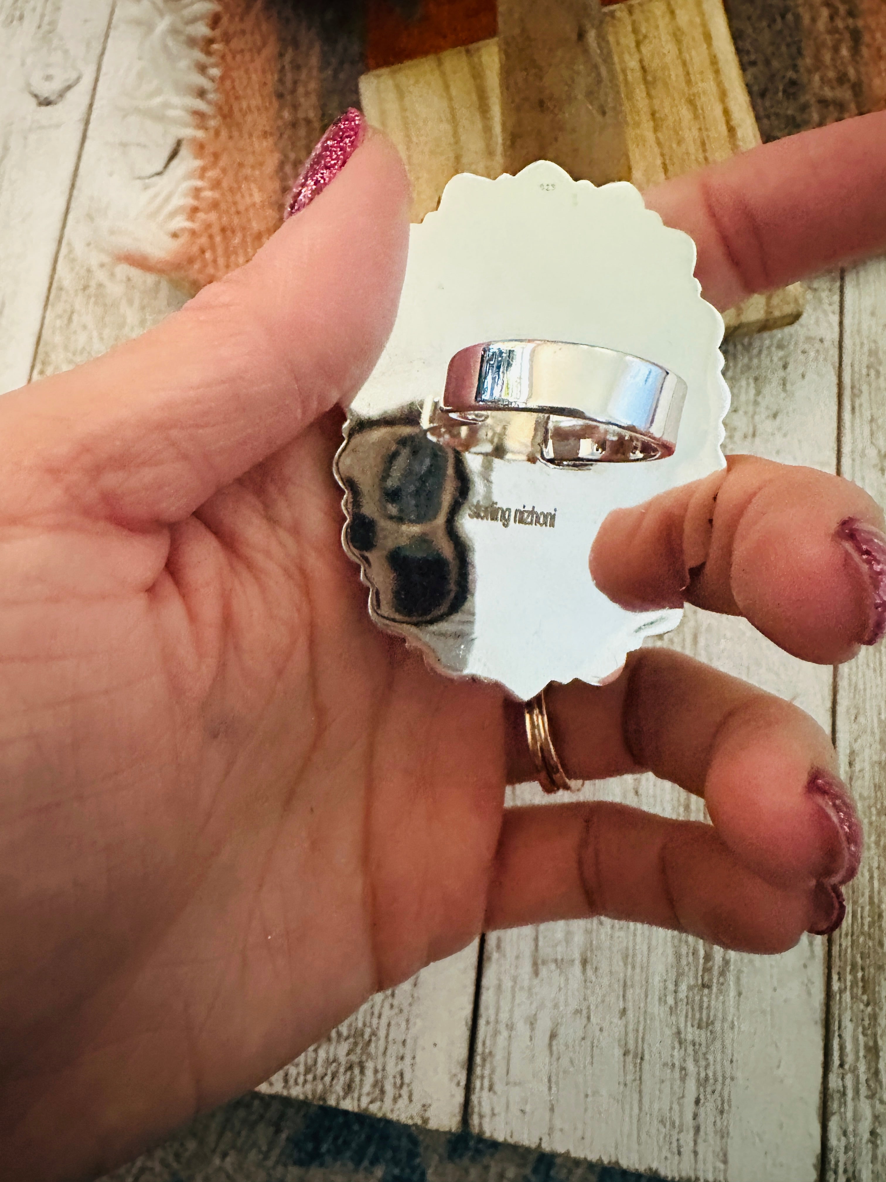 Handmade Sterling Silver, Opal & Turquoise Cluster Adjustable Ring by Nizhoni