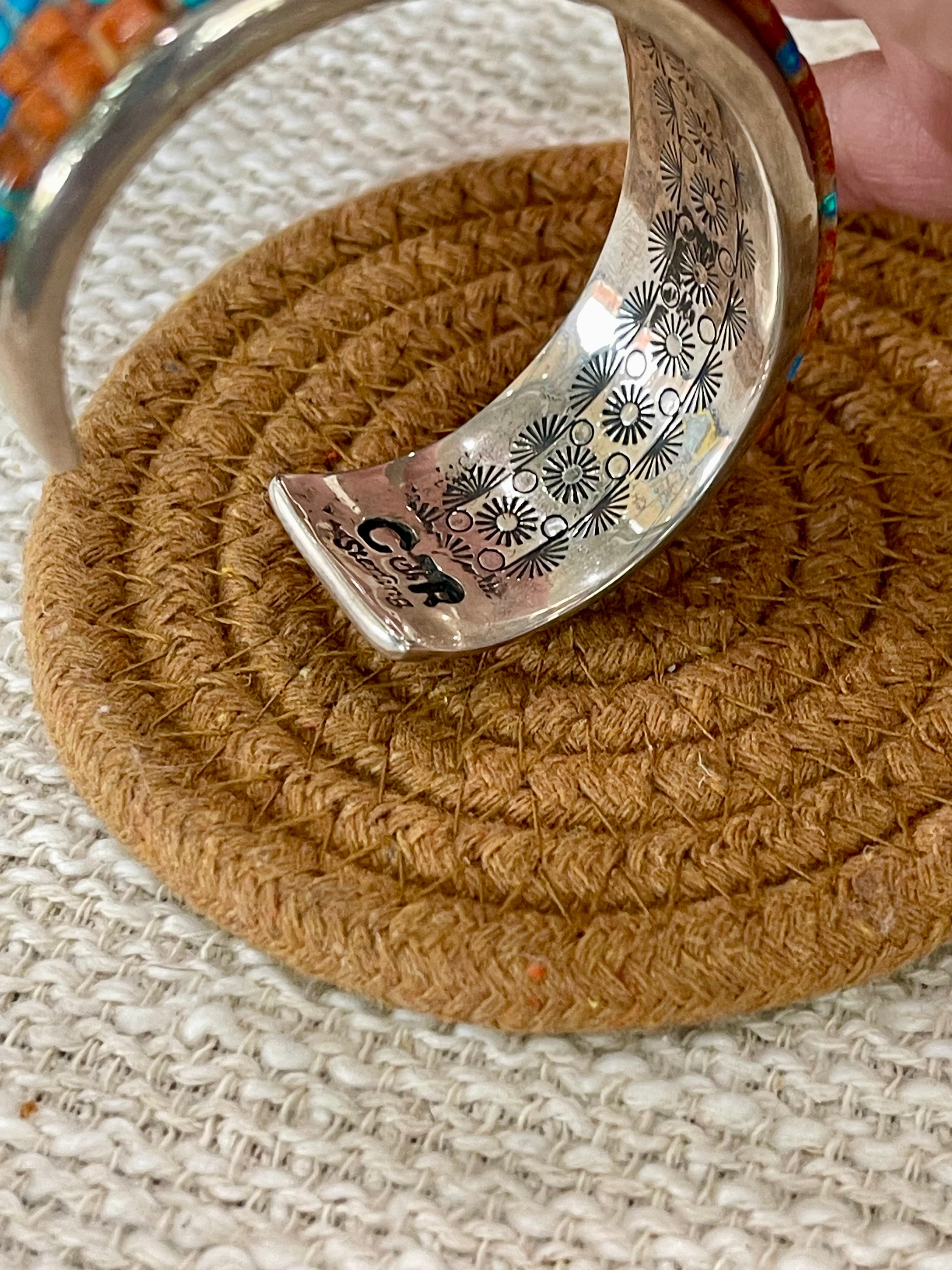 Gorgeous Handmade Sterling Silver & Multi Stone Cuff Bracelet