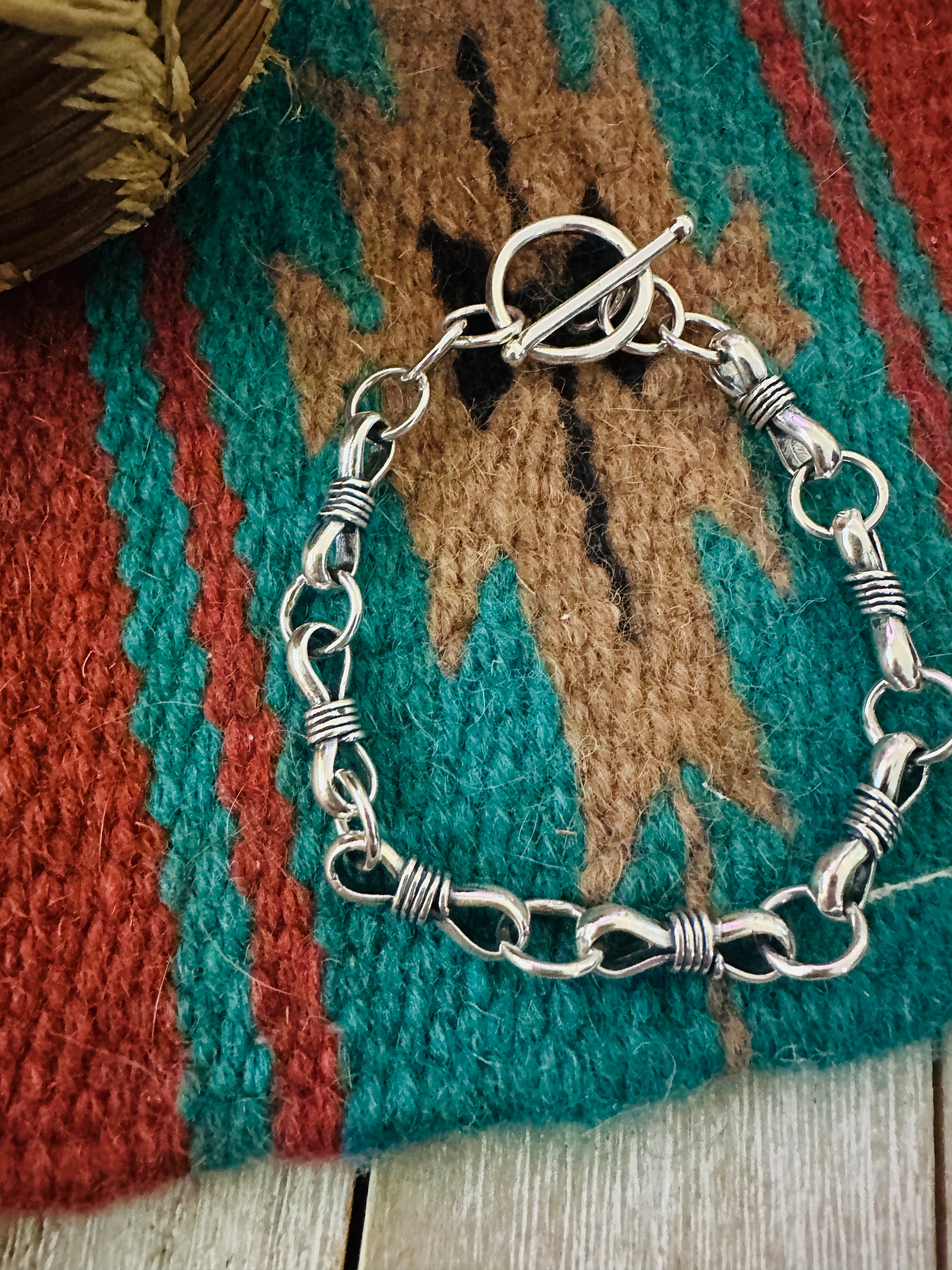 Handcrafted Sterling Silver Chain Link Bracelet 8"