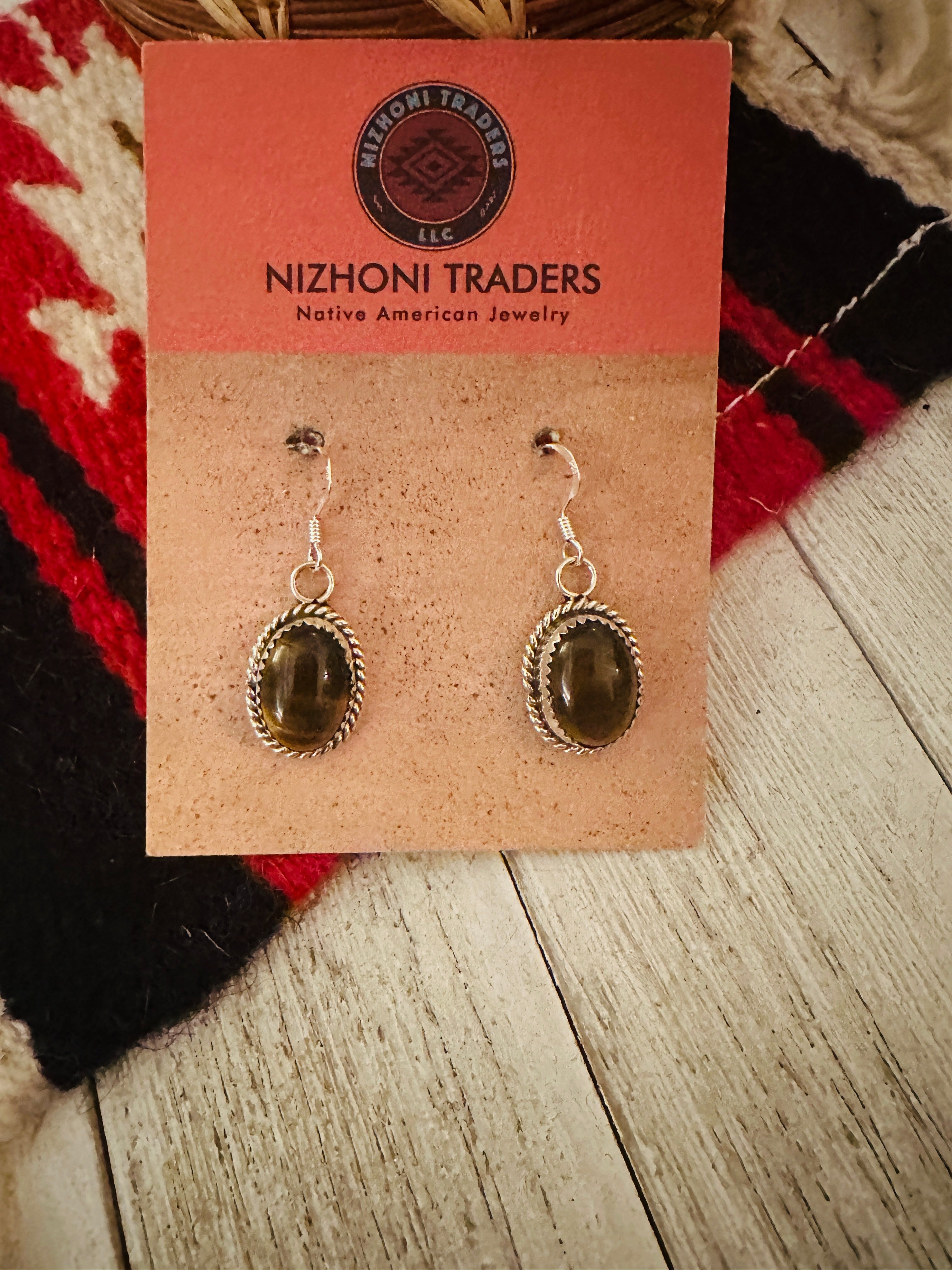 Navajo Sterling Silver & Tigers Eye Dangle Earrings