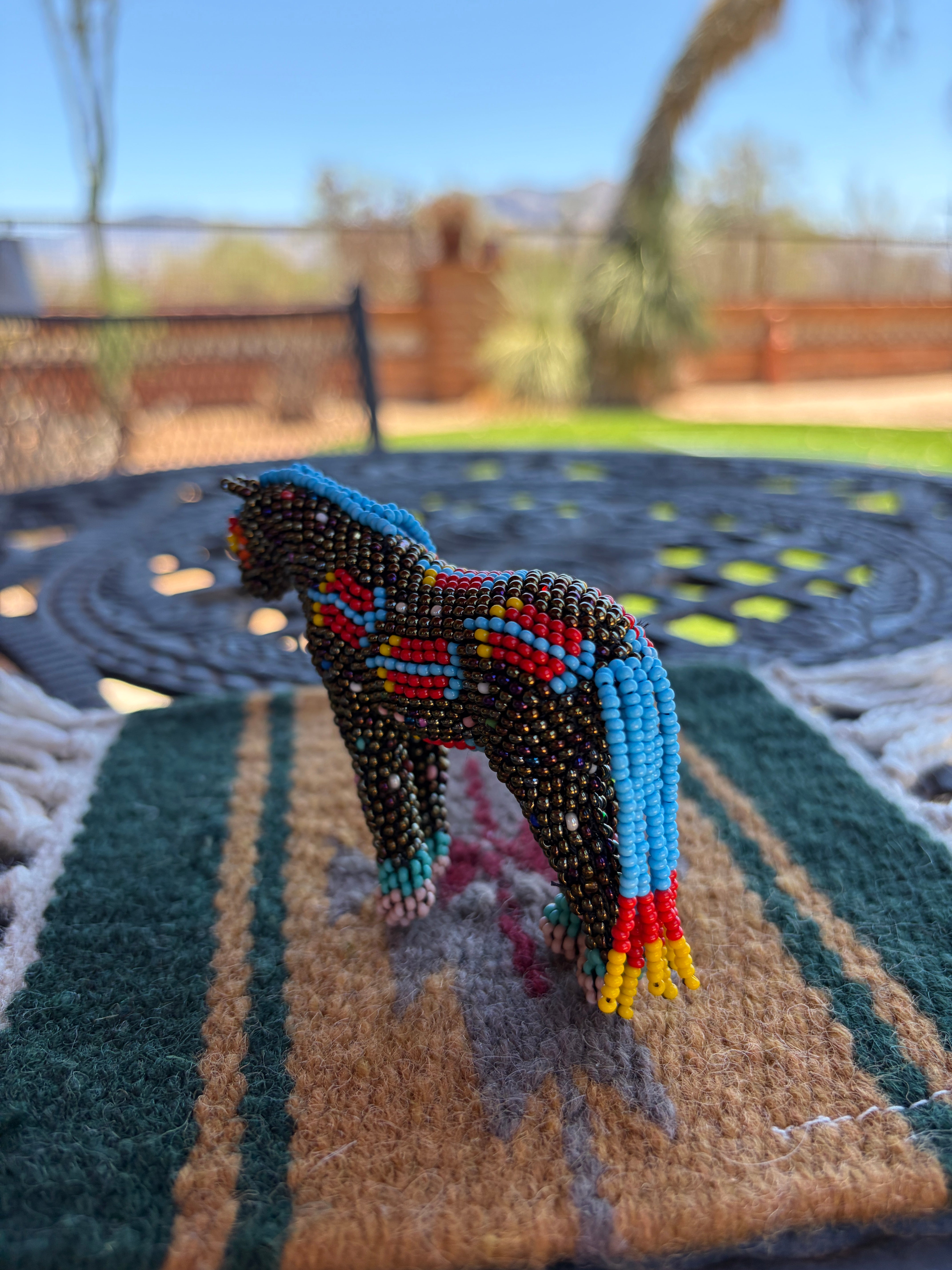 Handmade Peyote Stitched Horse Figurine- Gold 2