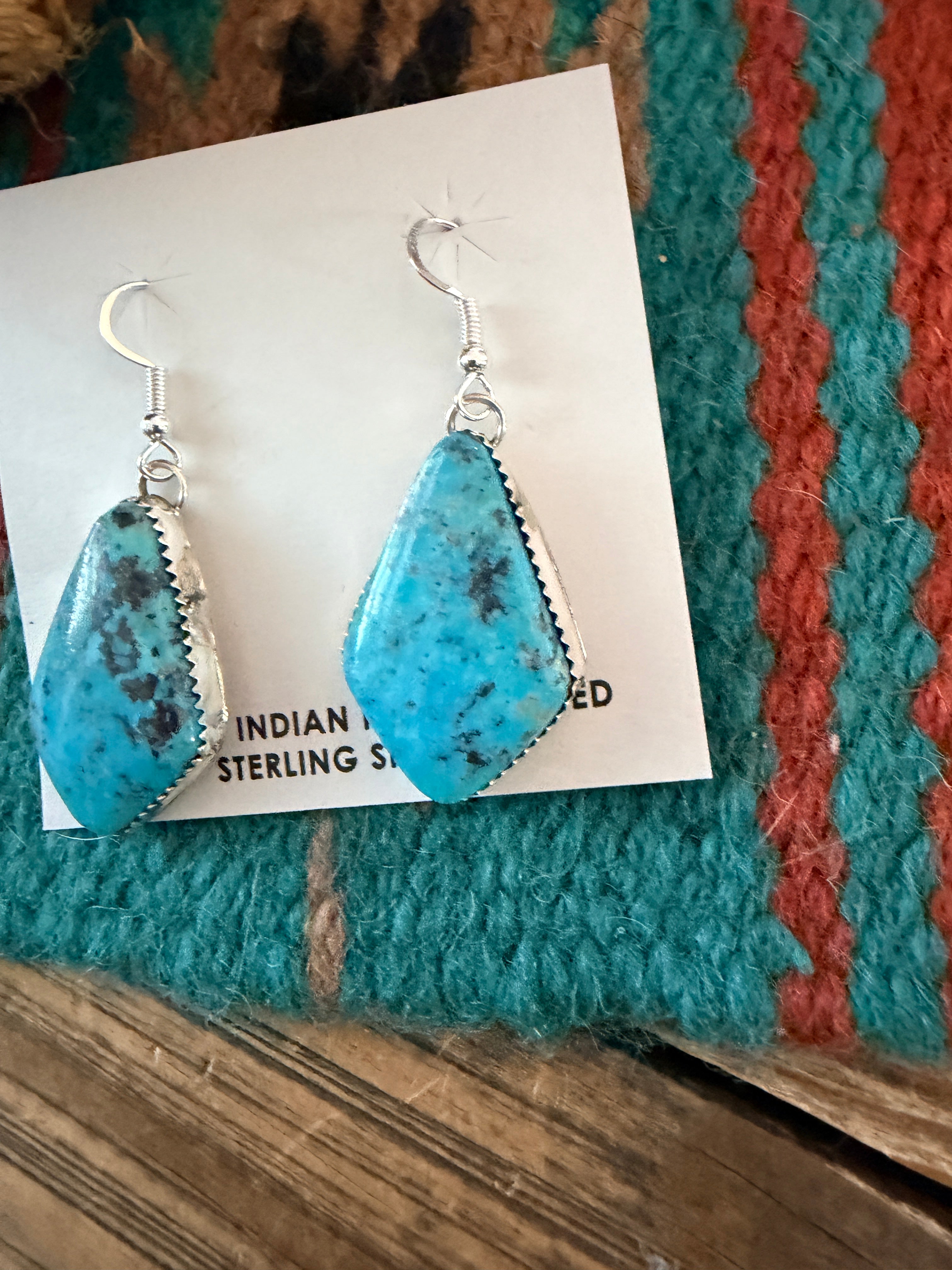Handcrafted Kingman Turquoise & Sterling Silver Dangle Earrings