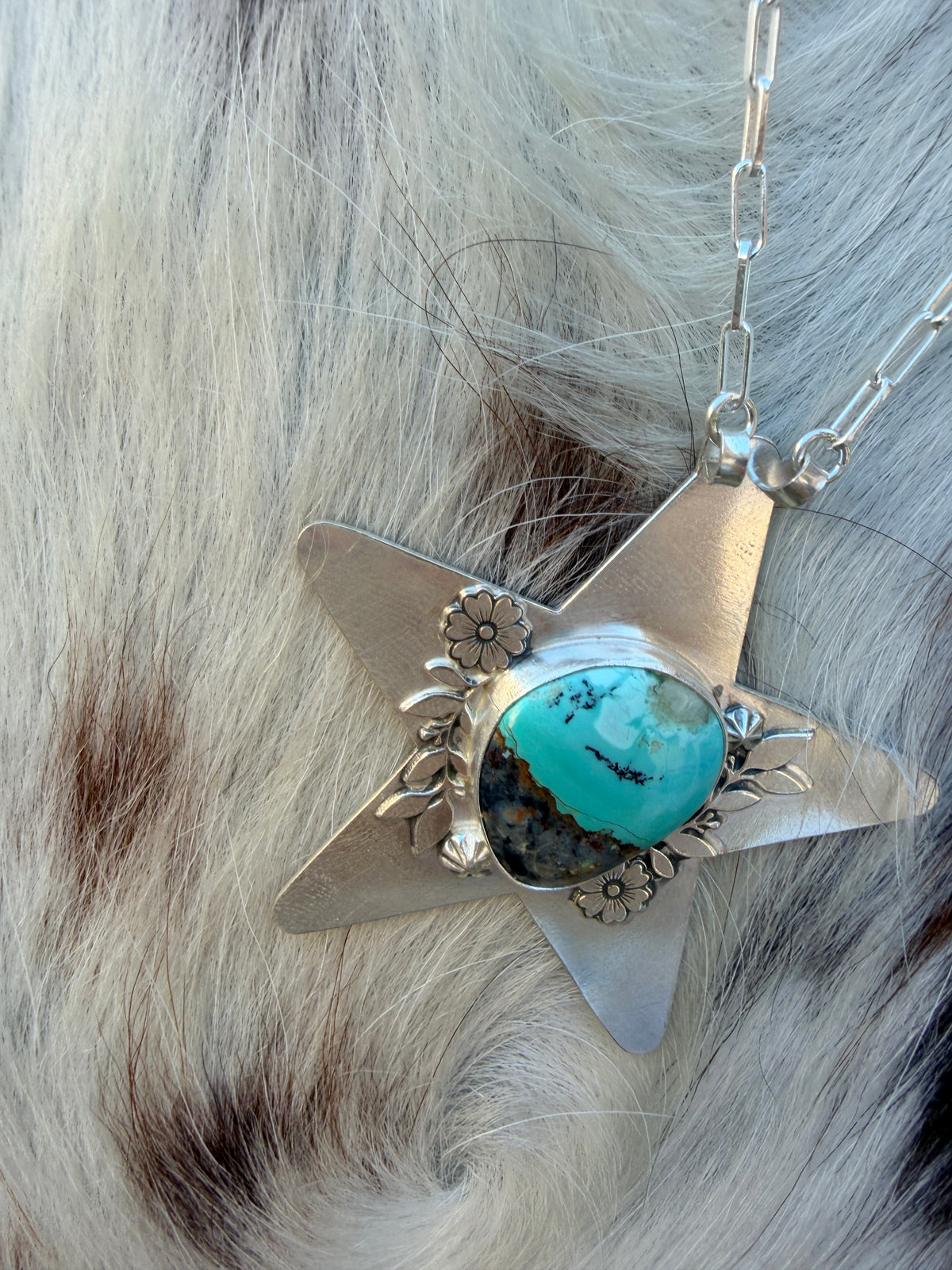 Handmade Sterling Silver & Turquoise Star Necklace