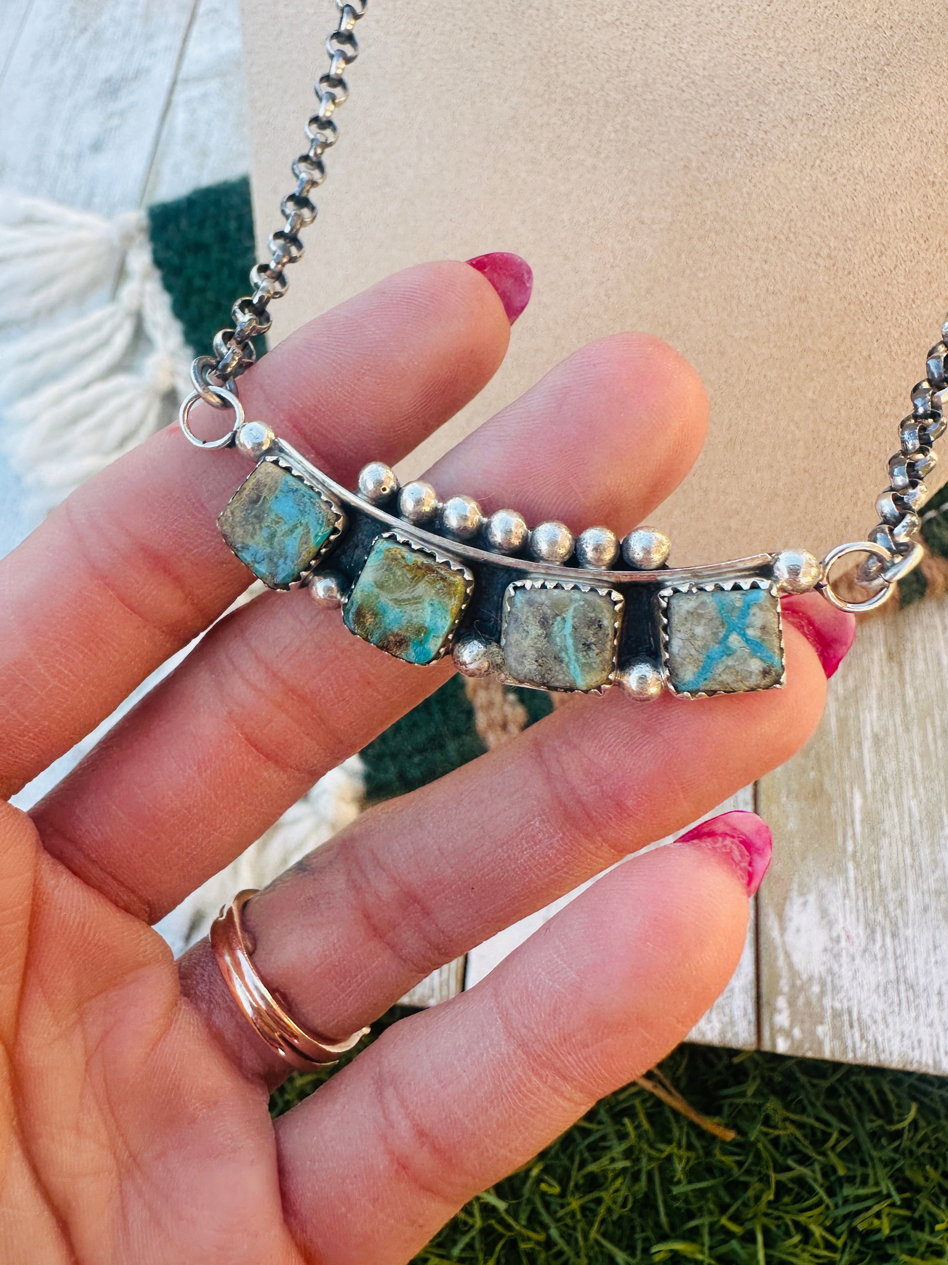 Handcrafted Turquoise & Sterling Silver Necklace by Jacqueline Silver