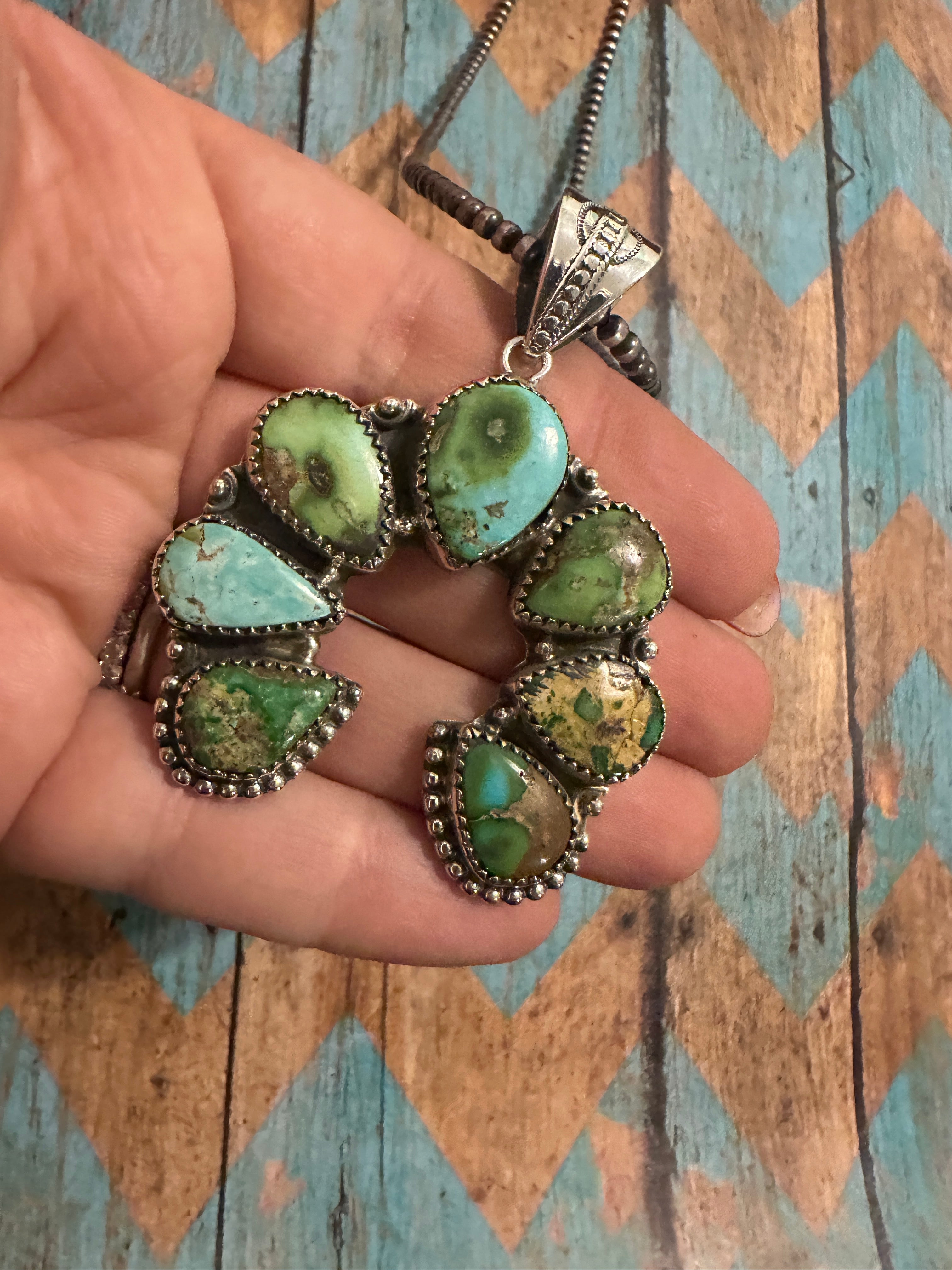 Beautiful Handmade Sterling Silver & Sonoran Mountain Turquoise Naja Pendant