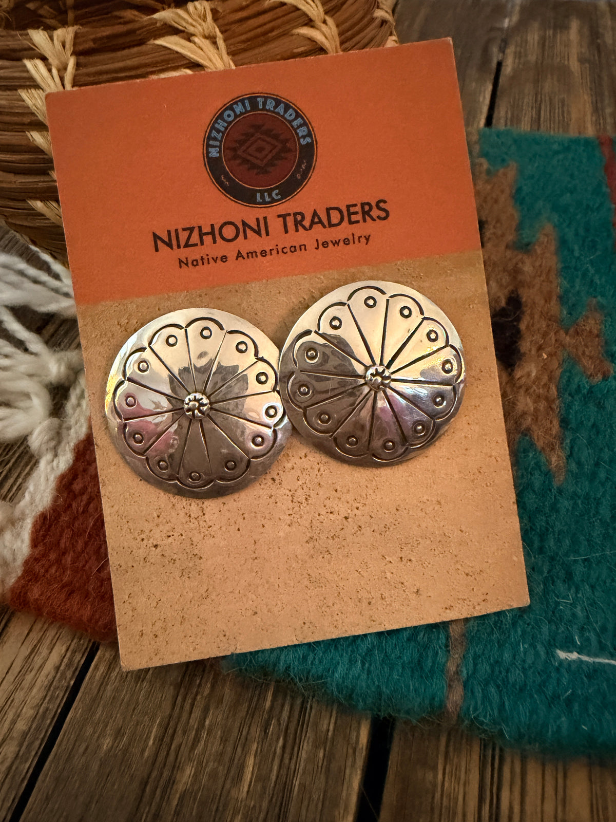 Old Pawn Handcrafted Sterling Silver Concho Post Earrings