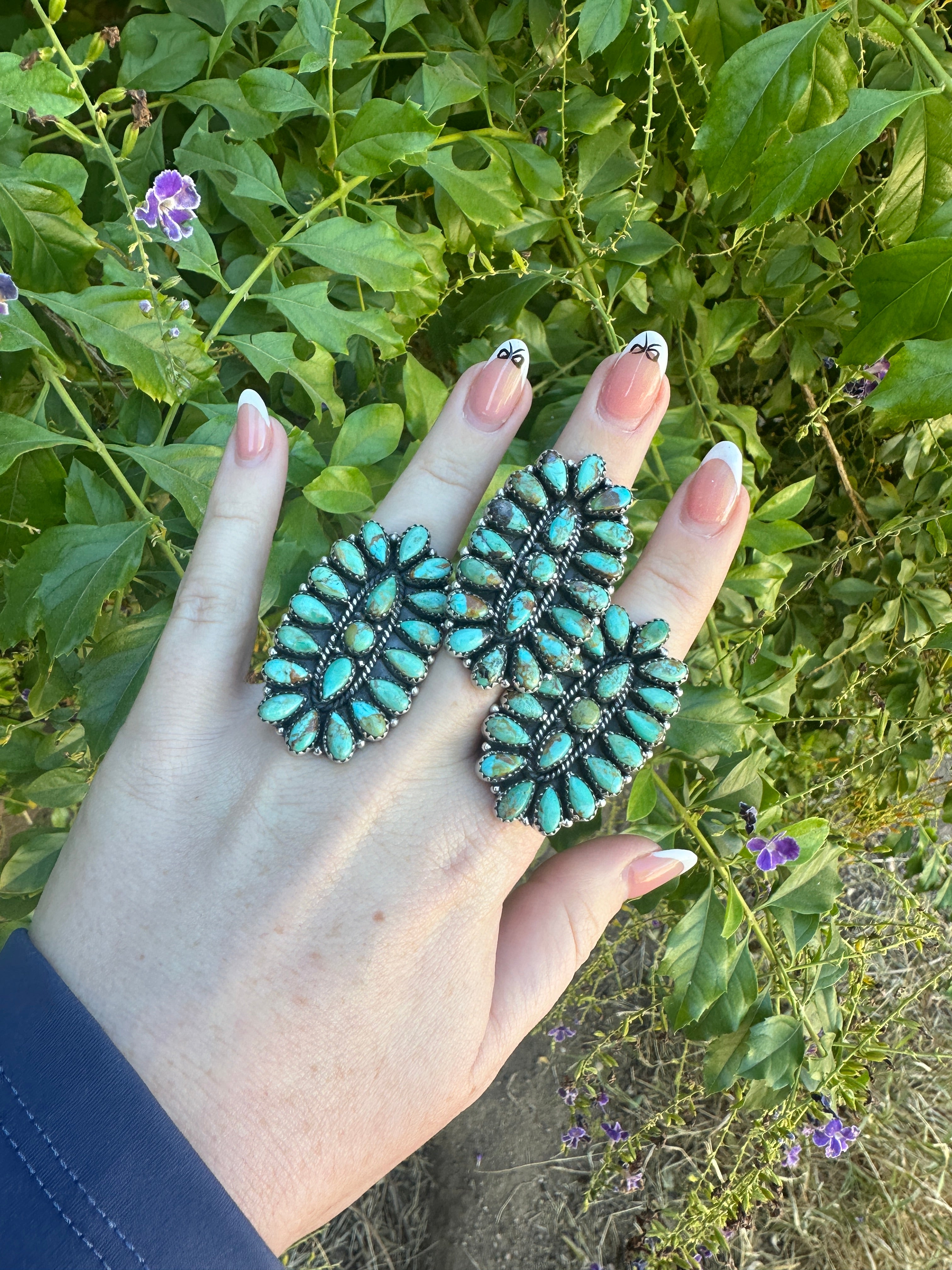 THE SILVERTON Beautiful Handmade Kingman Turquoise And Sterling Silver Adjustable Ring