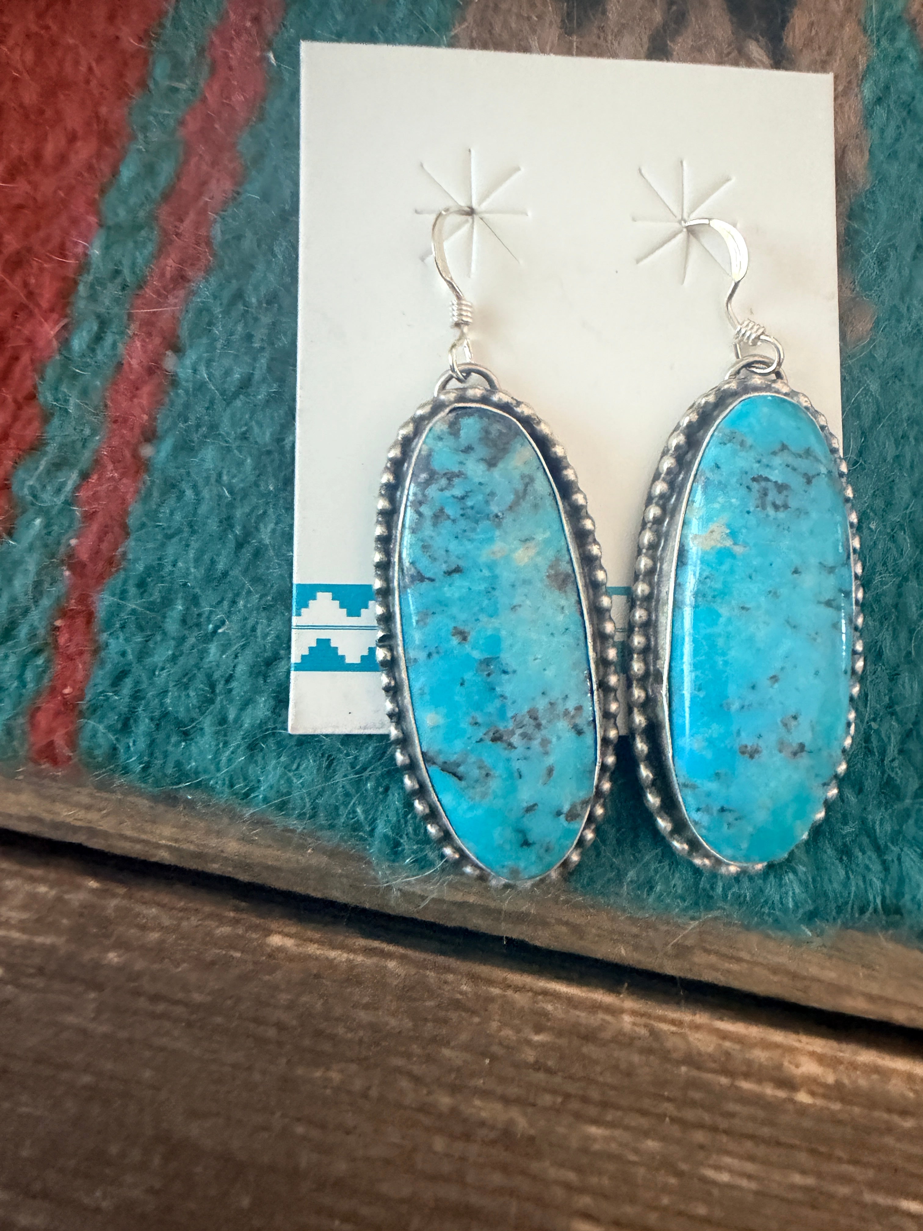 Handcrafted Kingman Turquoise & Sterling Silver Dangle Earrings