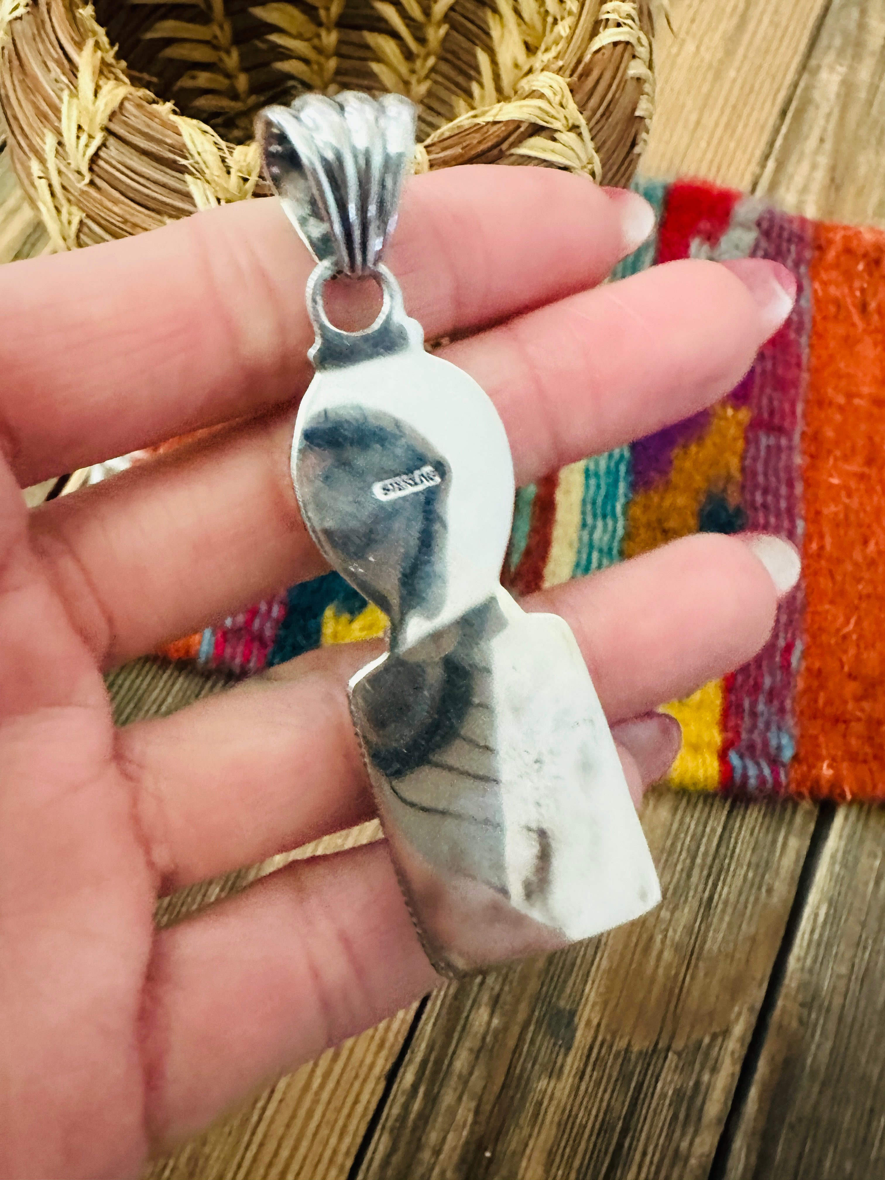 Handcrafted Sterling Silver, Spiny & Turquoise Pendant