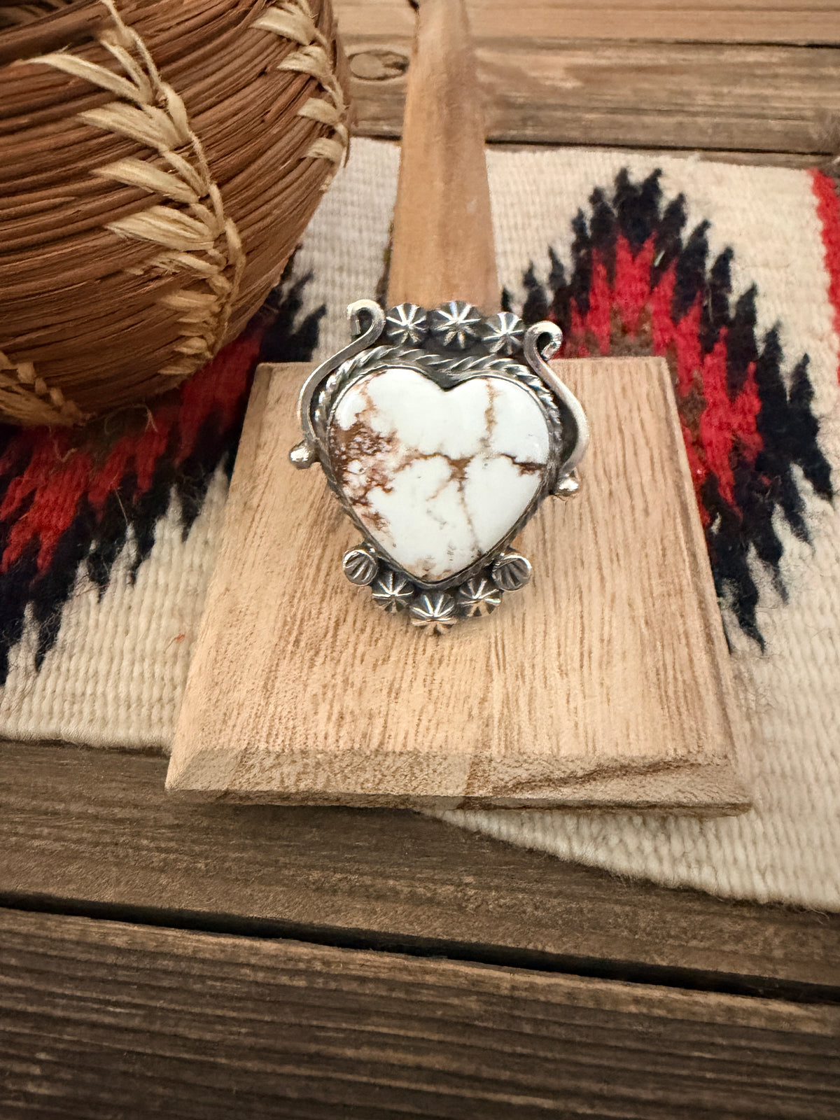 Handcrafted Wild Horse & Sterling Silver Heart Ring 10 by Rosella Paxson