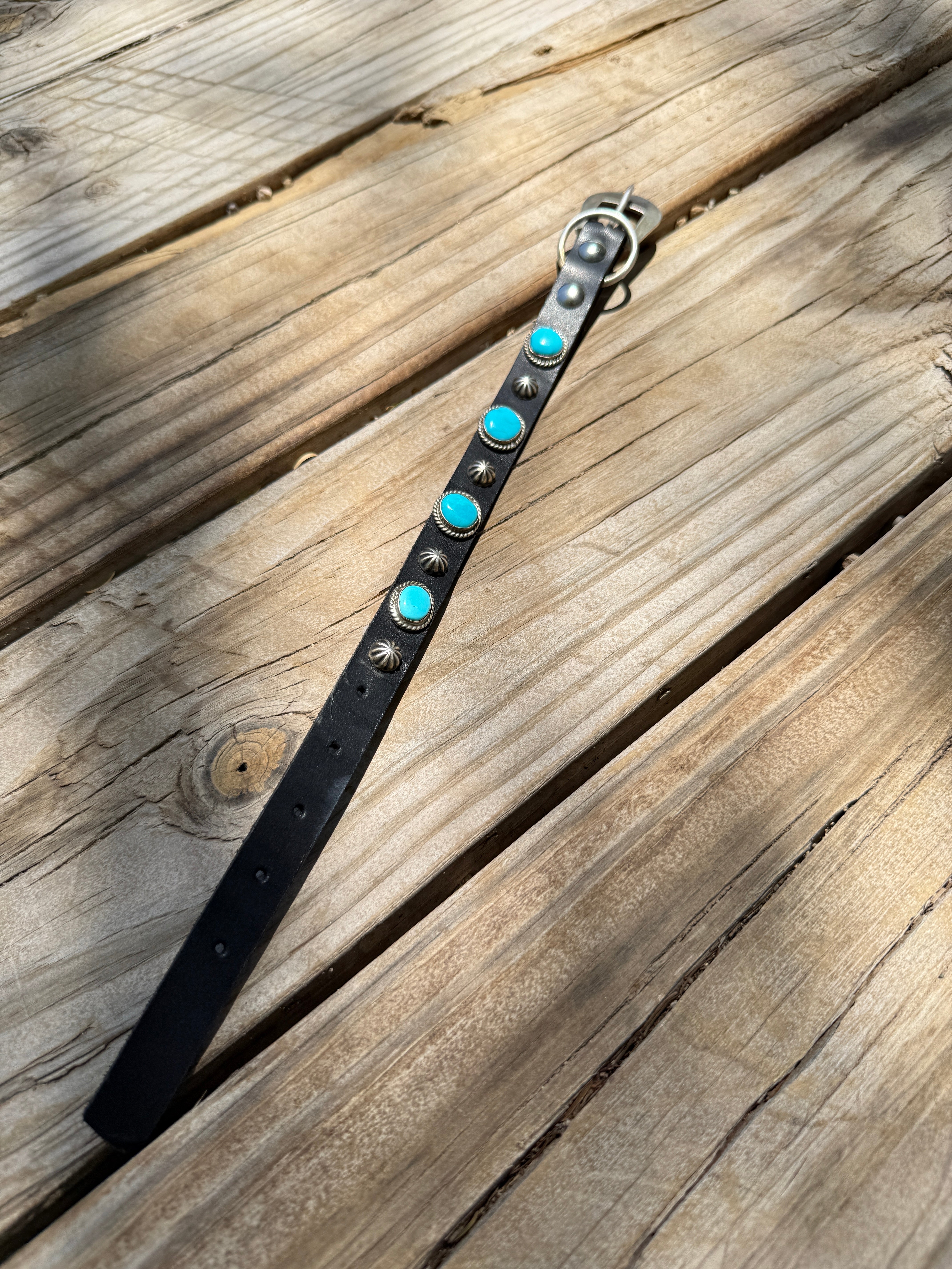 Handcrafted Turquoise Leather Dog Collars