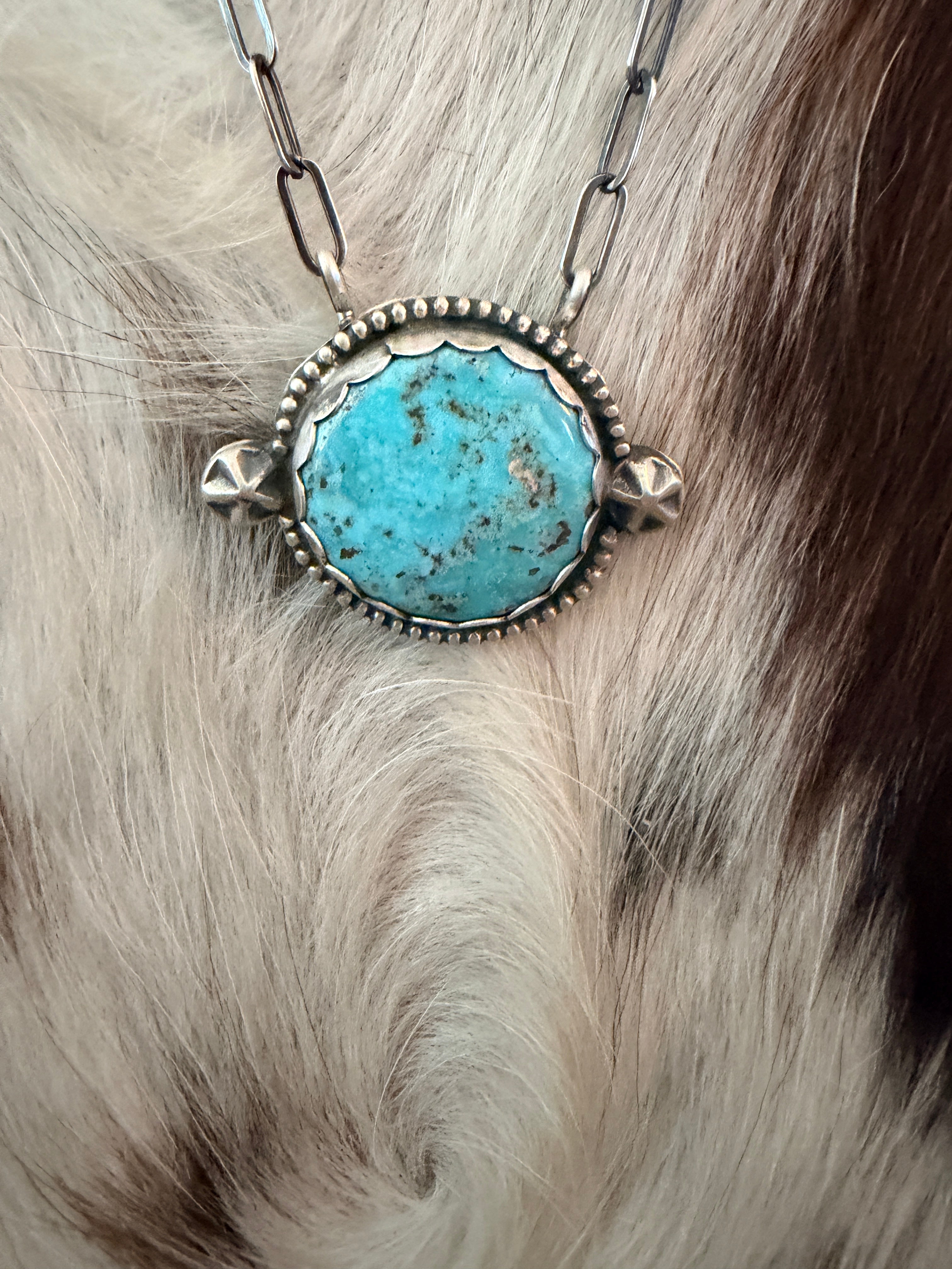 Handmade Sterling Silver & Blue Ridge Turquoise Necklace
