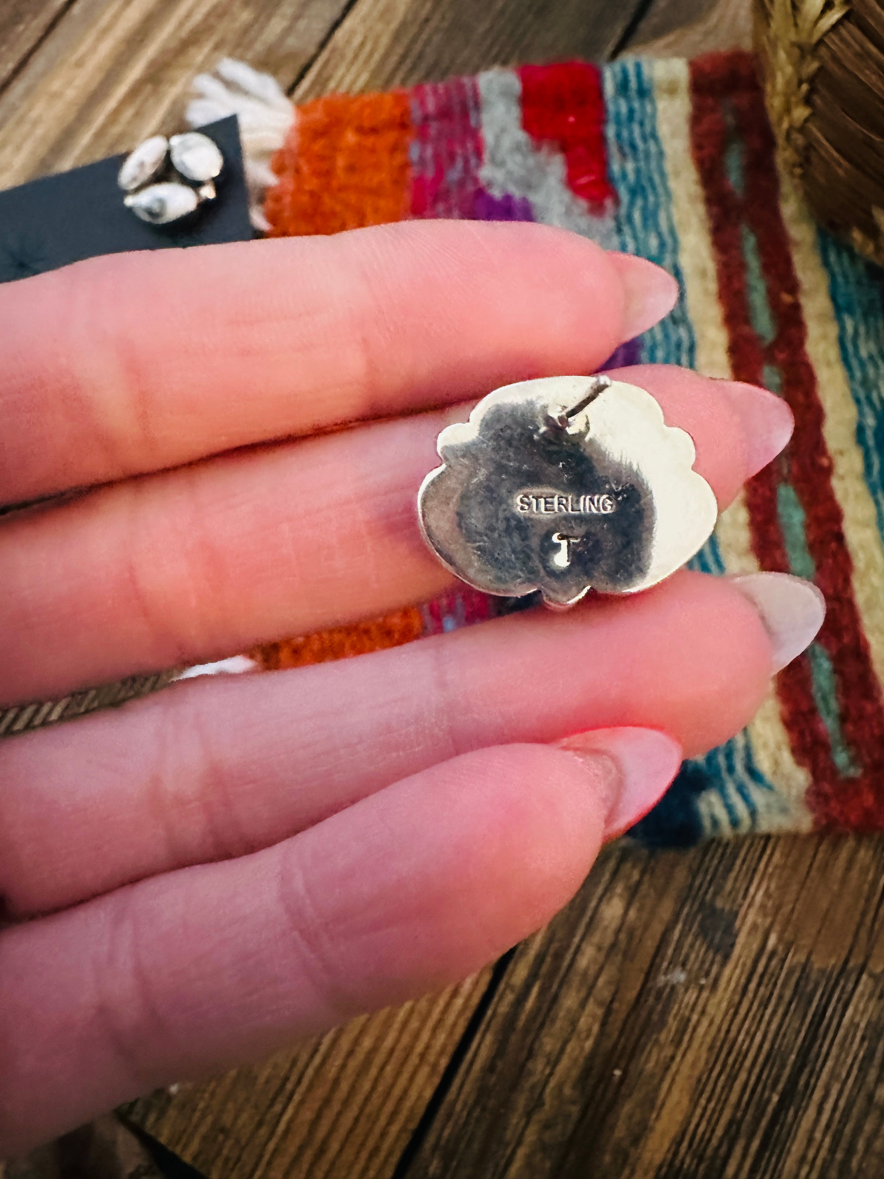 Handcrafted White Buffalo & Sterling Silver Cluster Post Earrings