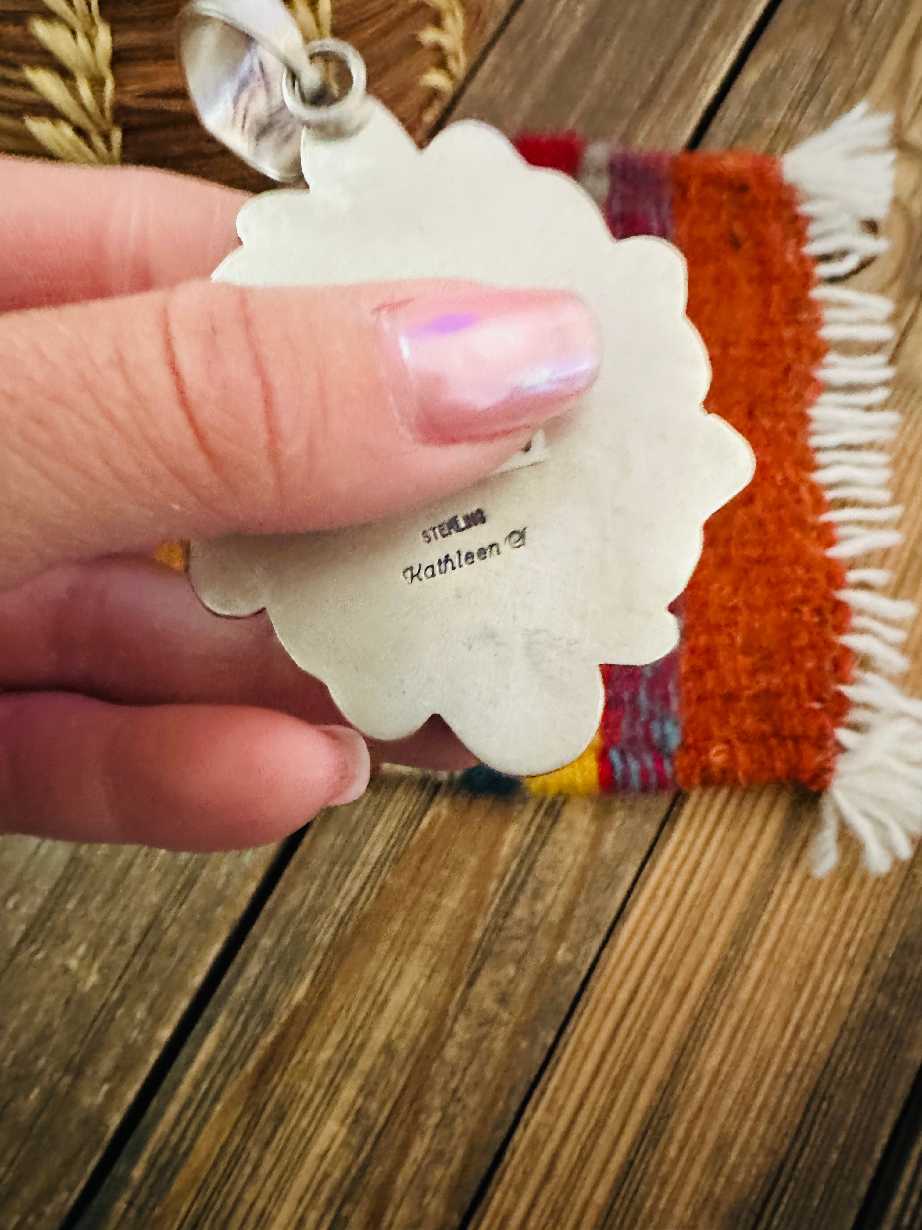 Handcrafted Sterling Silver & White Buffalo Cluster Pendant by Kathleen Chavez