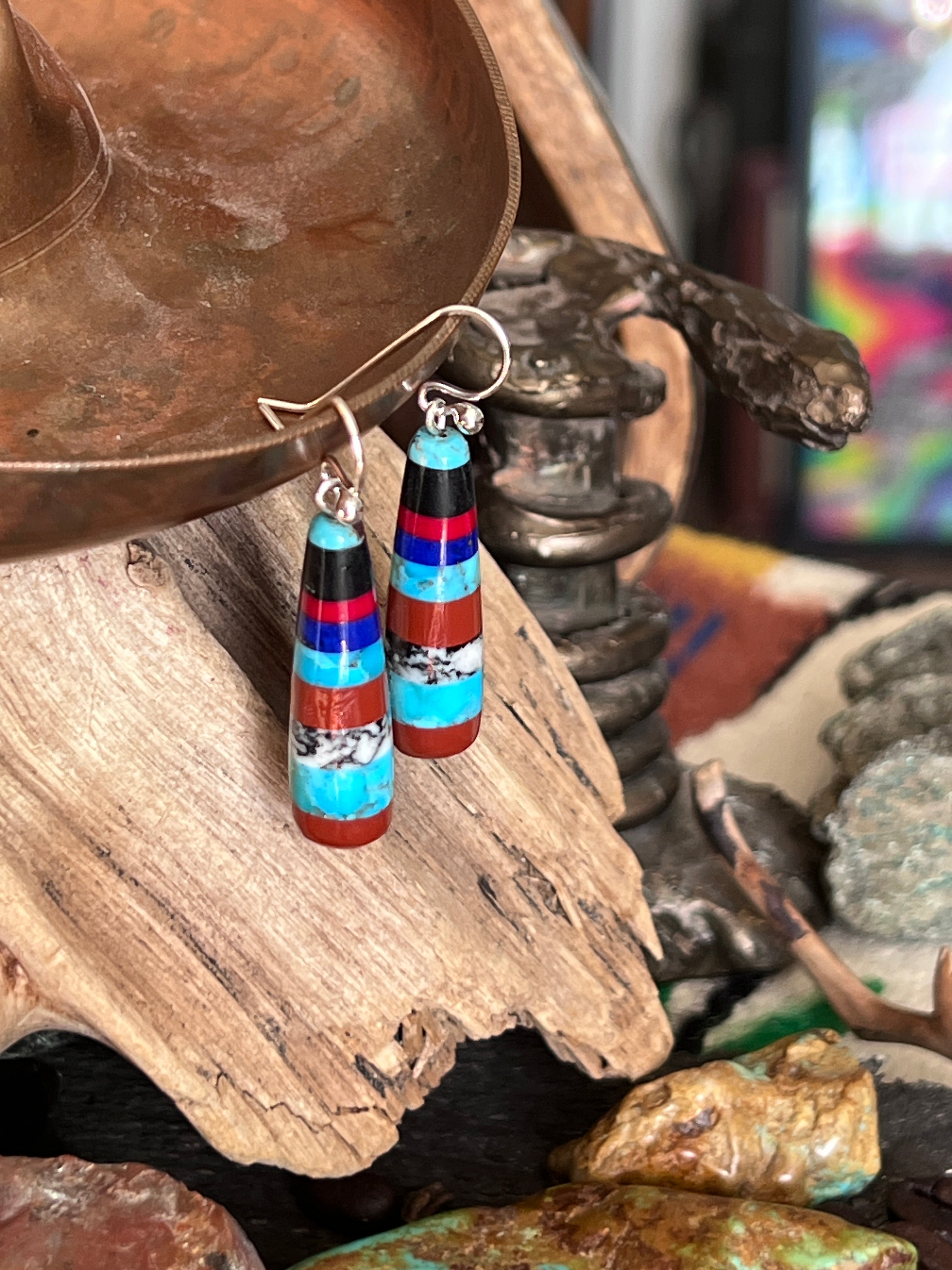Santo Domingo Layered Multistone Earrings by Ronald Chavez, Stacked Gems #9