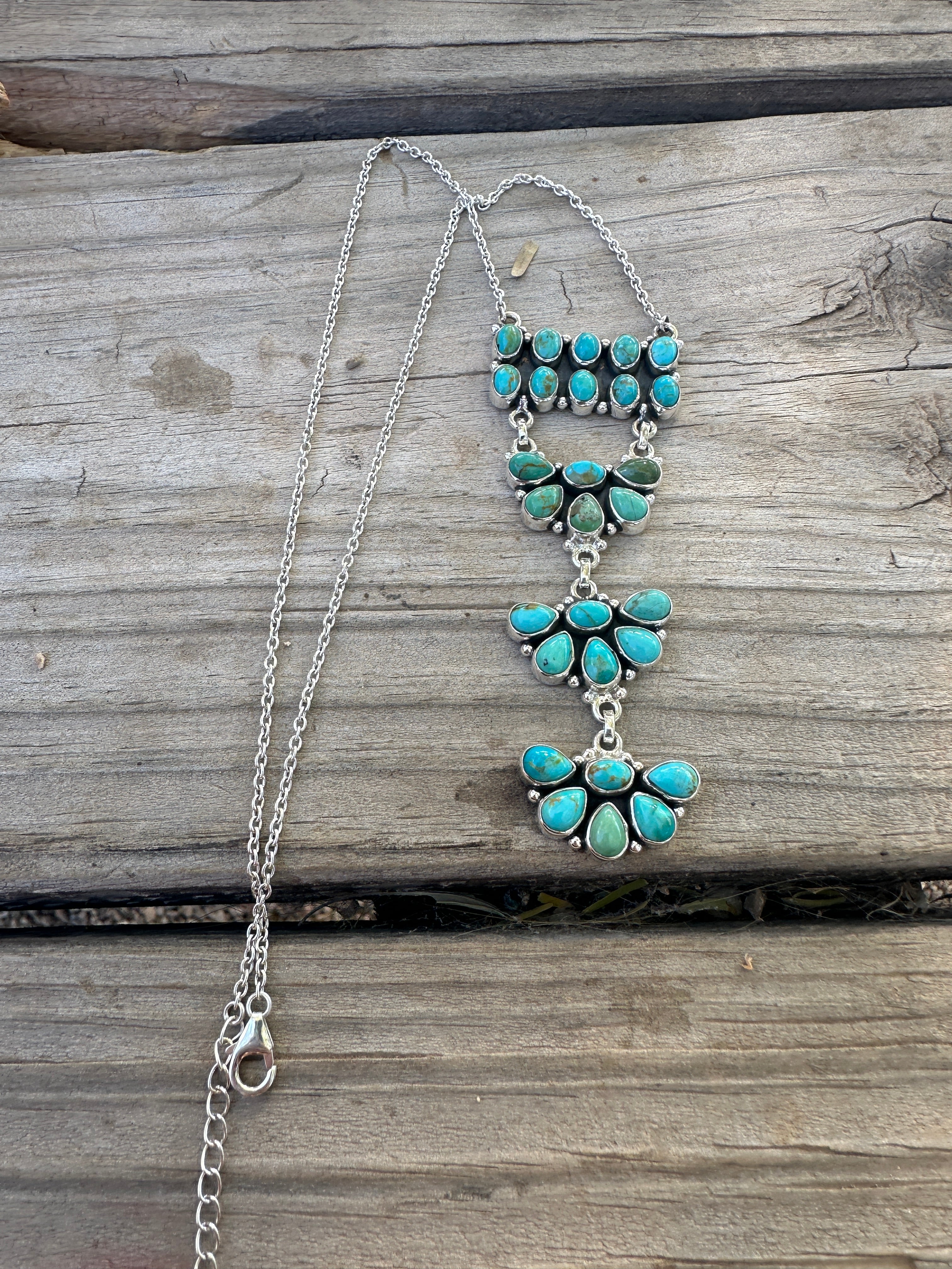 Beautiful Handmade Sterling Silver & Turquoise Drop Necklace