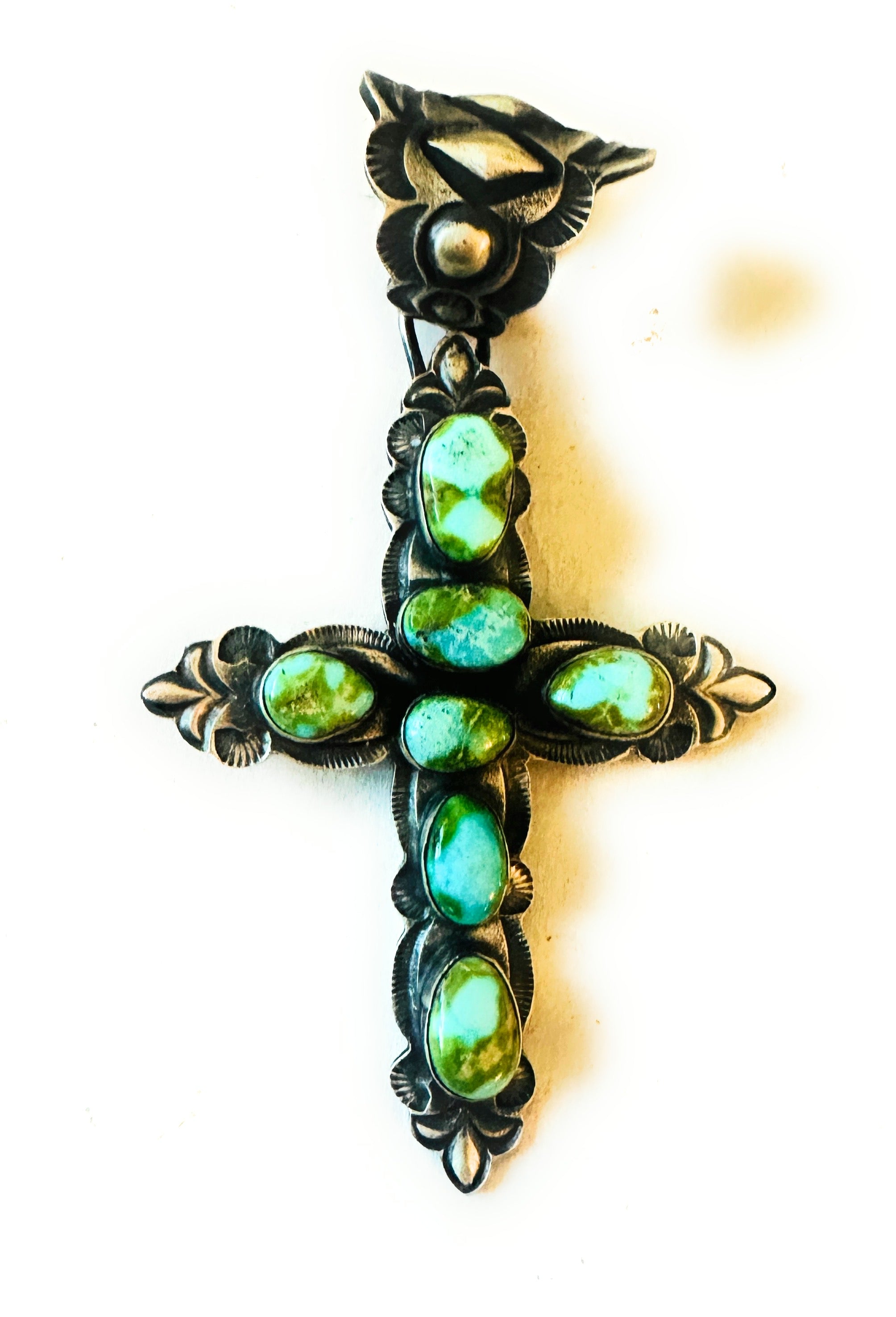 Navajo Sterling Silver & Sonoran Mountain Turquoise Cross Pendant