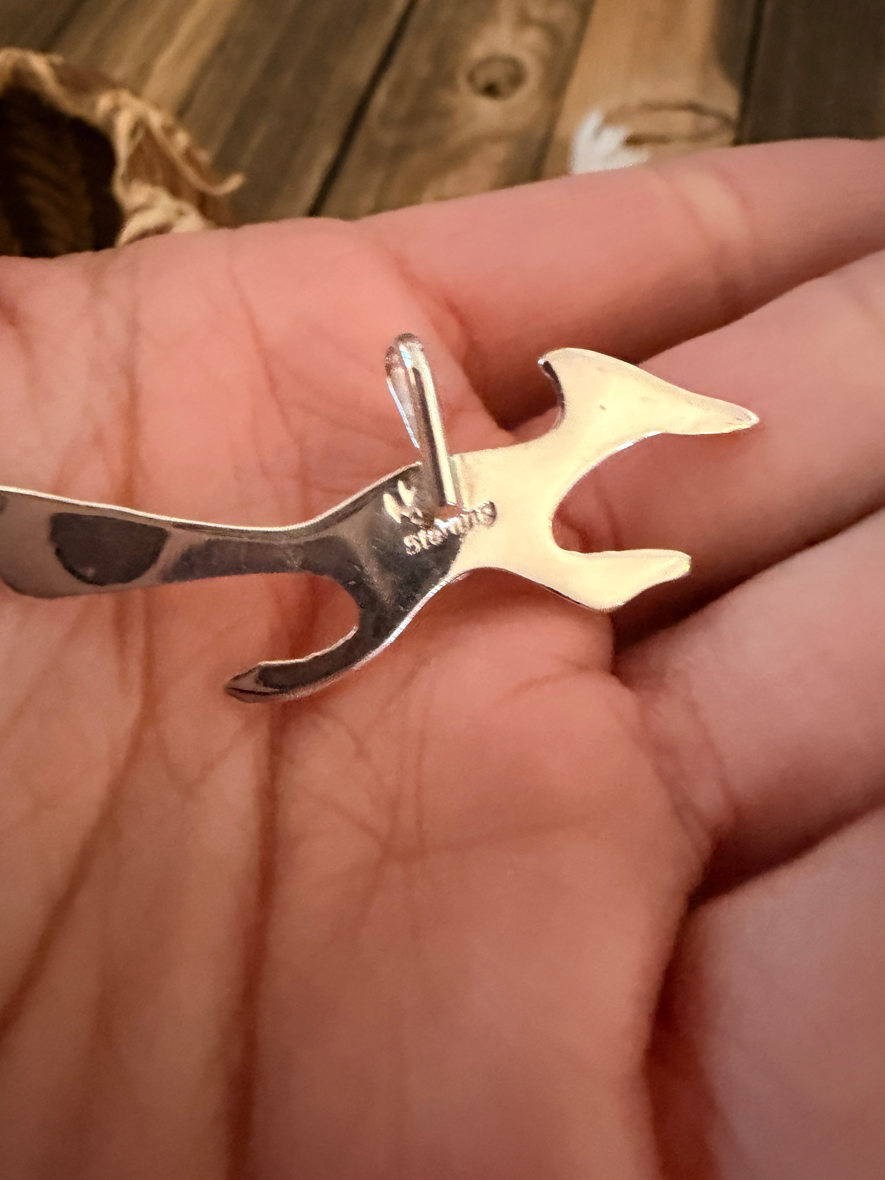 Handcrafted Sterling Silver & Opal Road Runner Pendant by Joseph Martinez