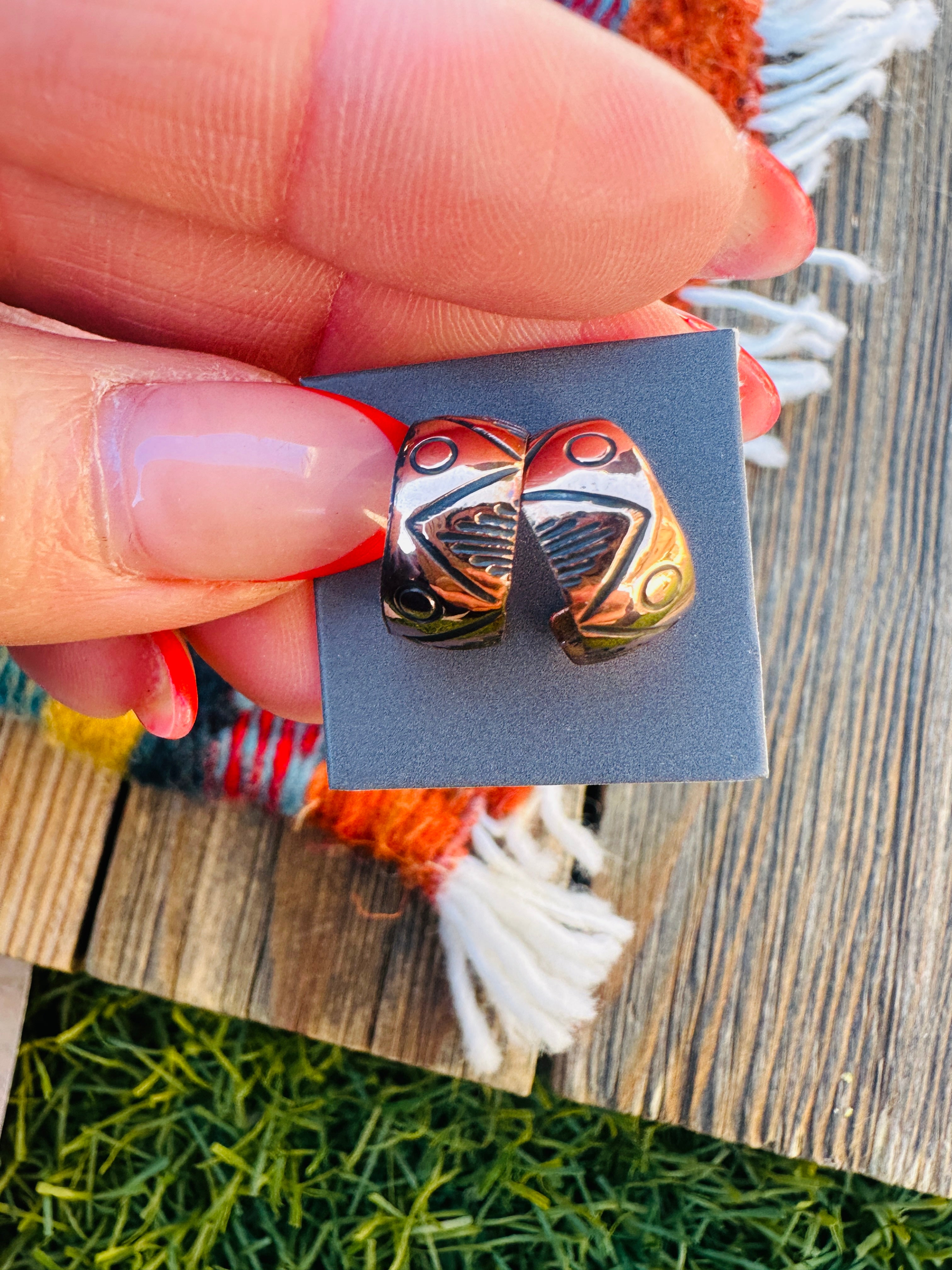 Hand Stamped Copper Hoop Earrings