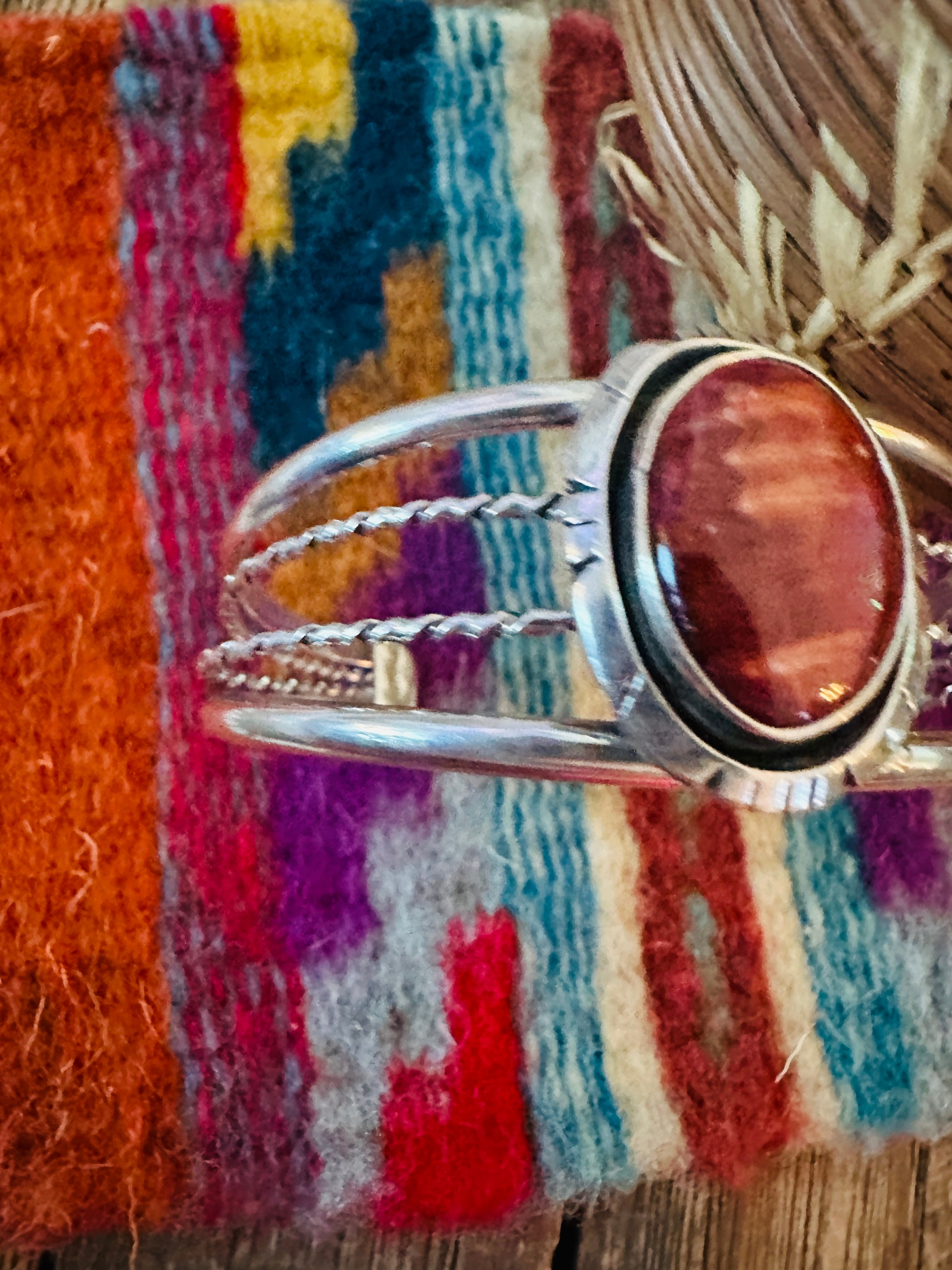 Handcrafted Sterling Silver & Spiny Oyster Cuff Bracelet