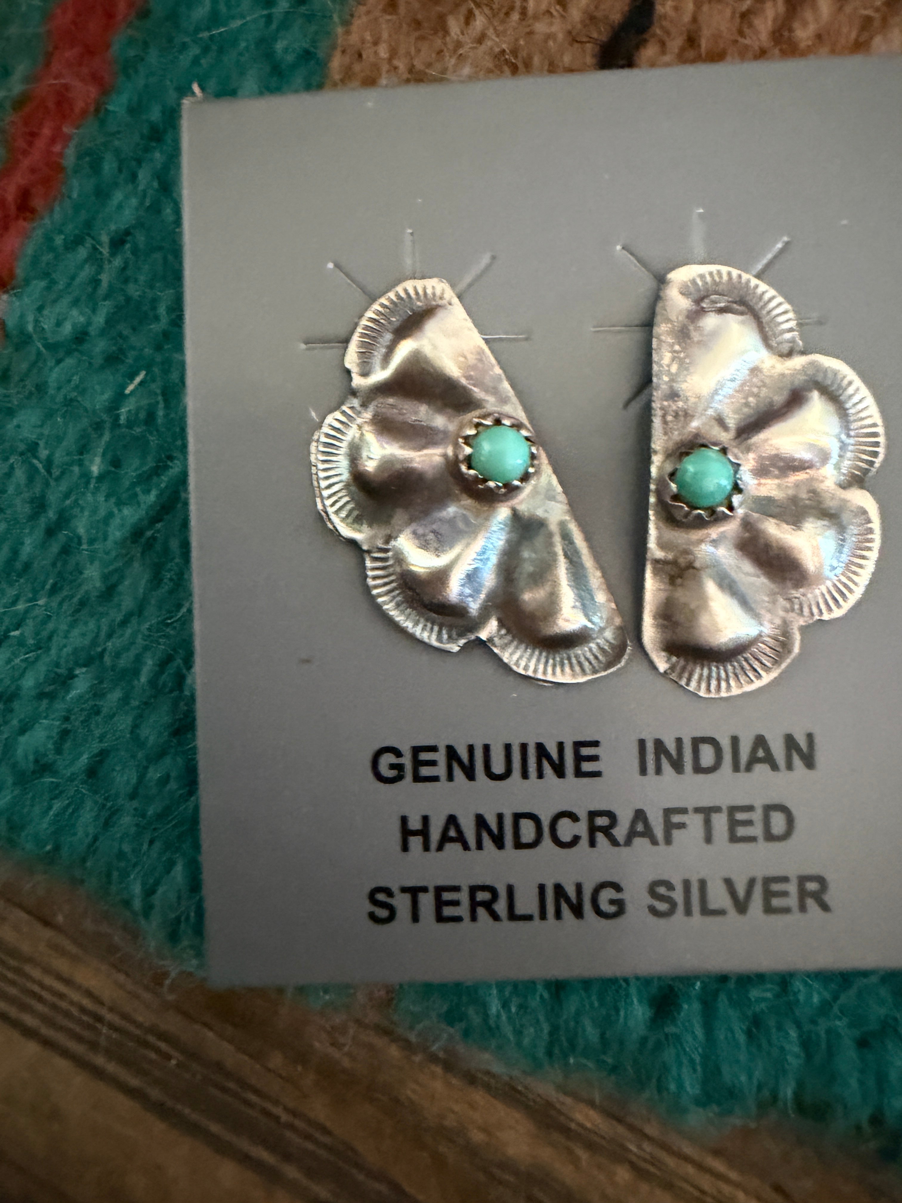 Handcrafted Turquoise & Sterling Silver Concho Post Earrings