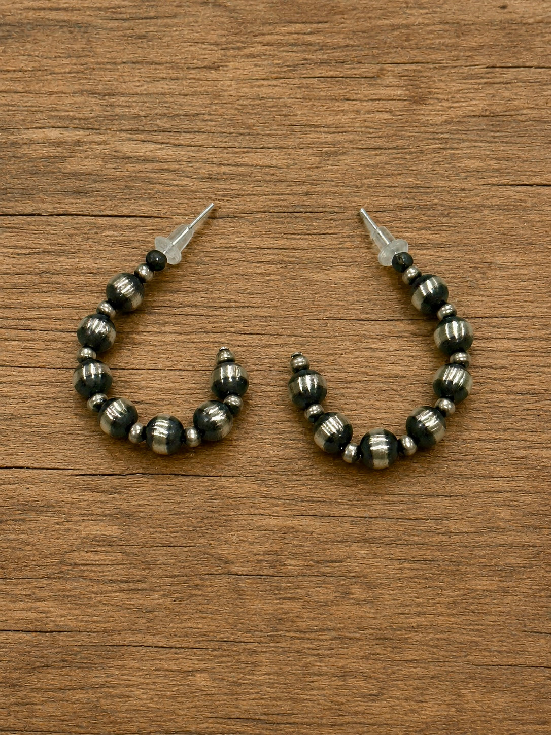 Handcrafted Sterling Silver Pearl Beaded Hoop Earrings