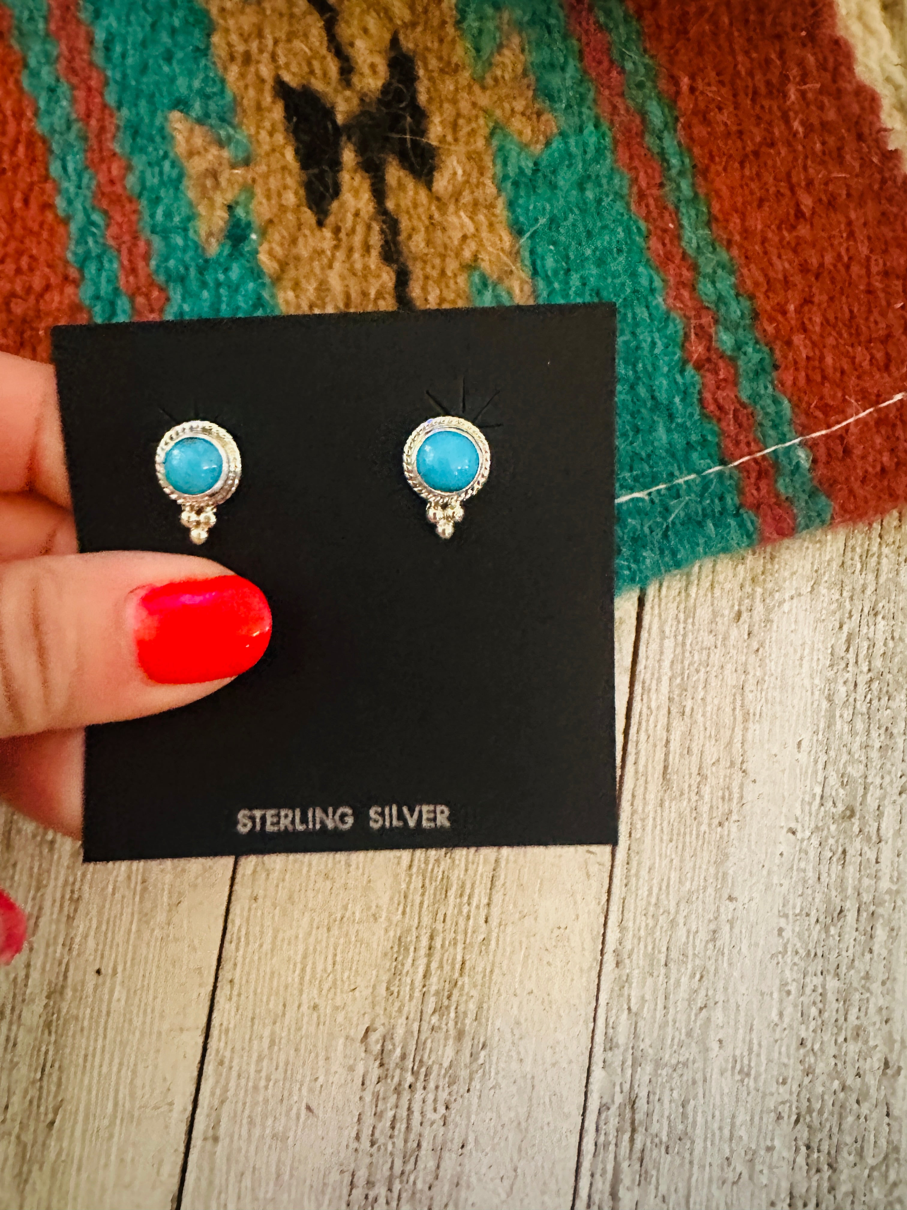 Navajo Sterling Silver & Turquoise Stud Earrings