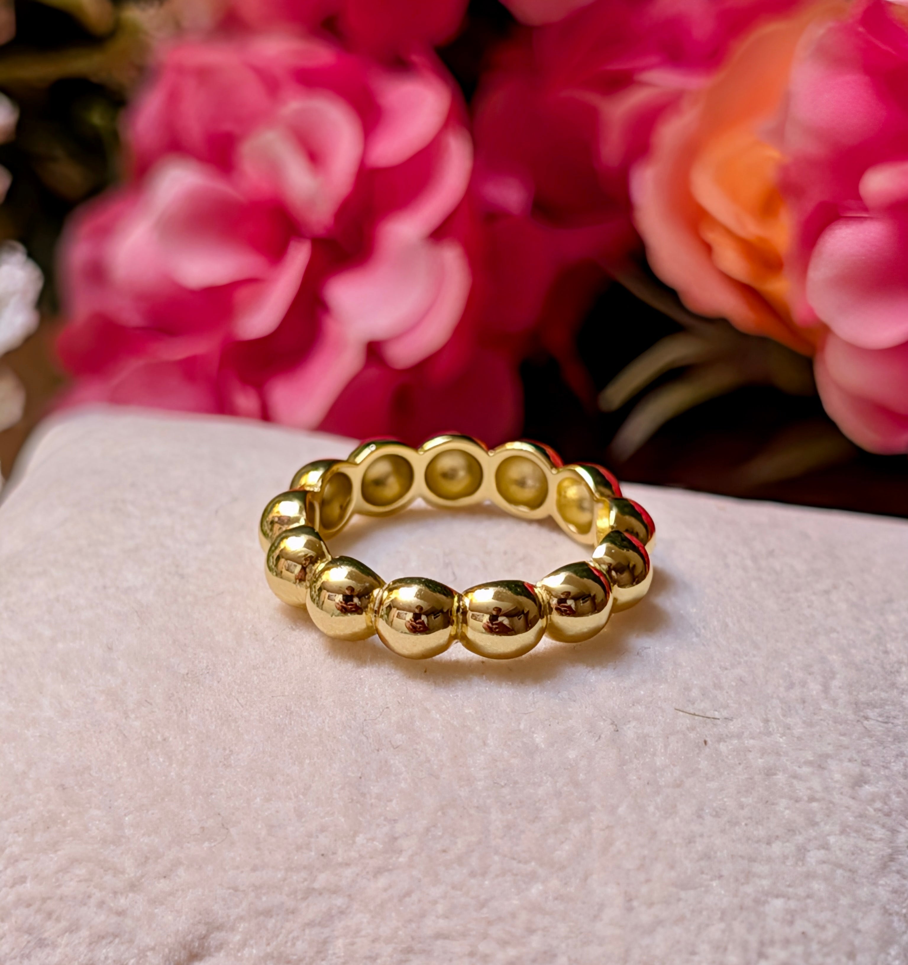 14k Gold Plated Sterling Silver Chunky Bubble Ring Size 6