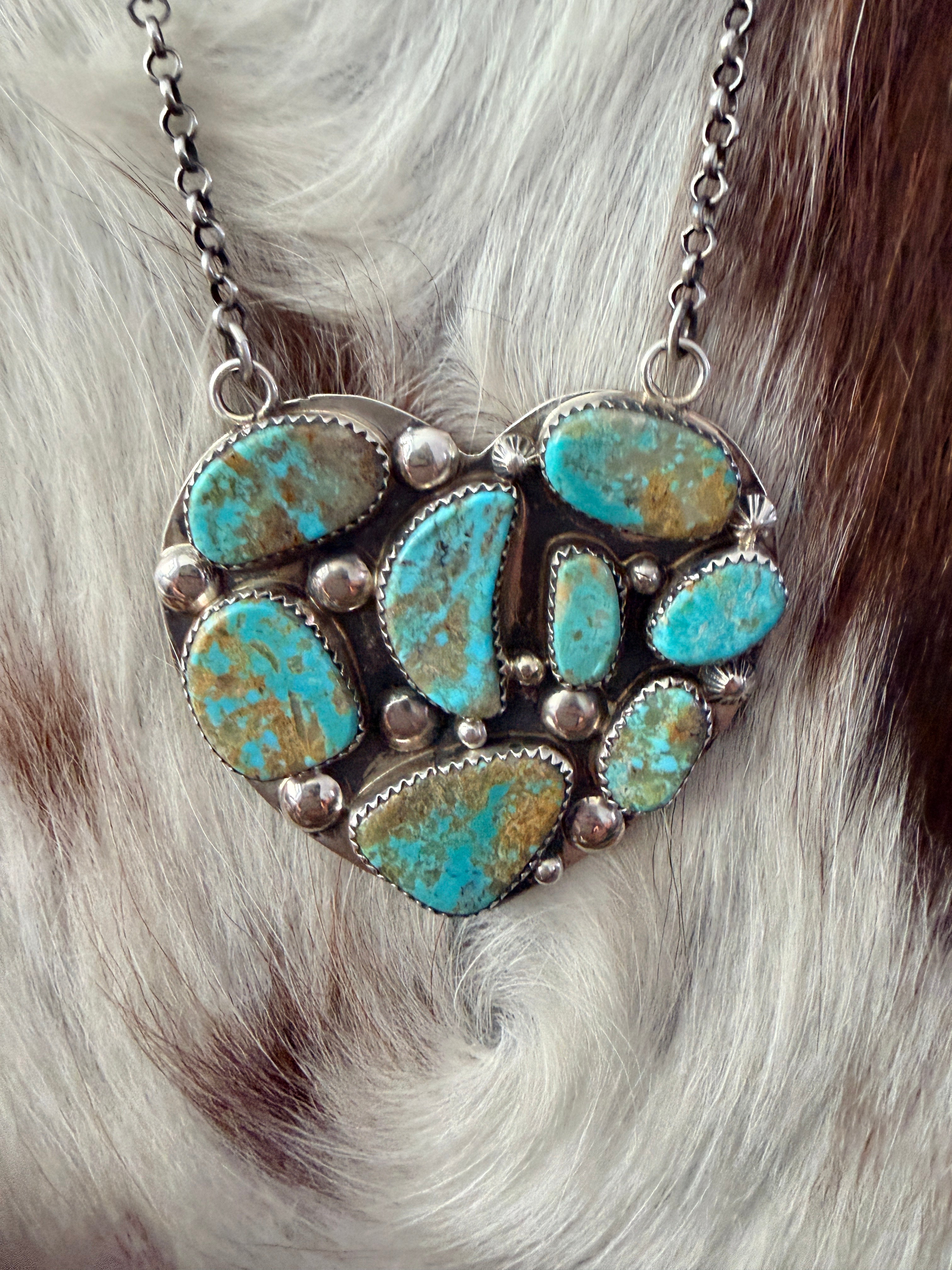 Handcrafted Turquoise & Sterling Silver Heart Necklace by Jacqueline Silver