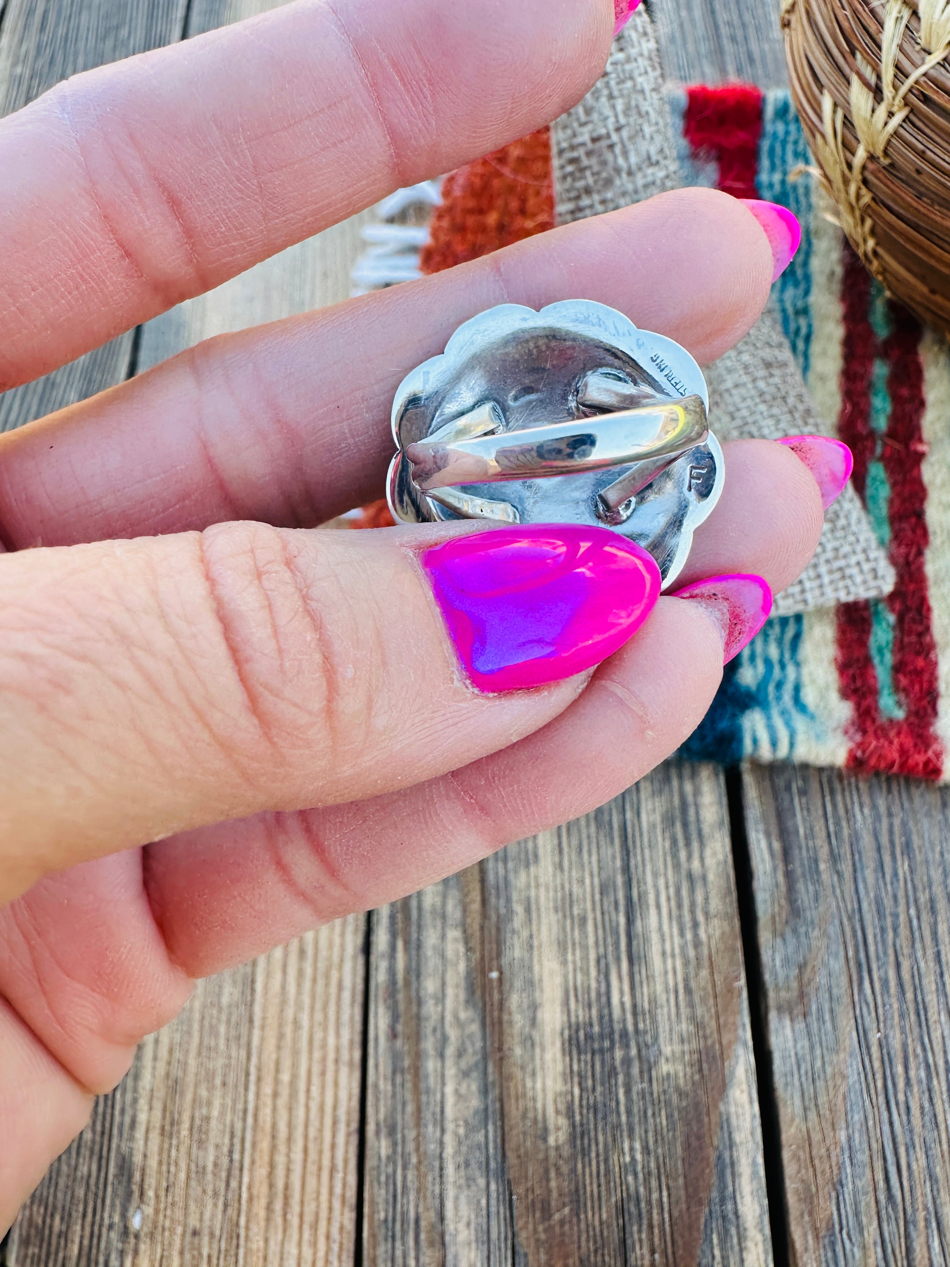 Handcrafted Turquoise & Sterling Silver Concho Ring