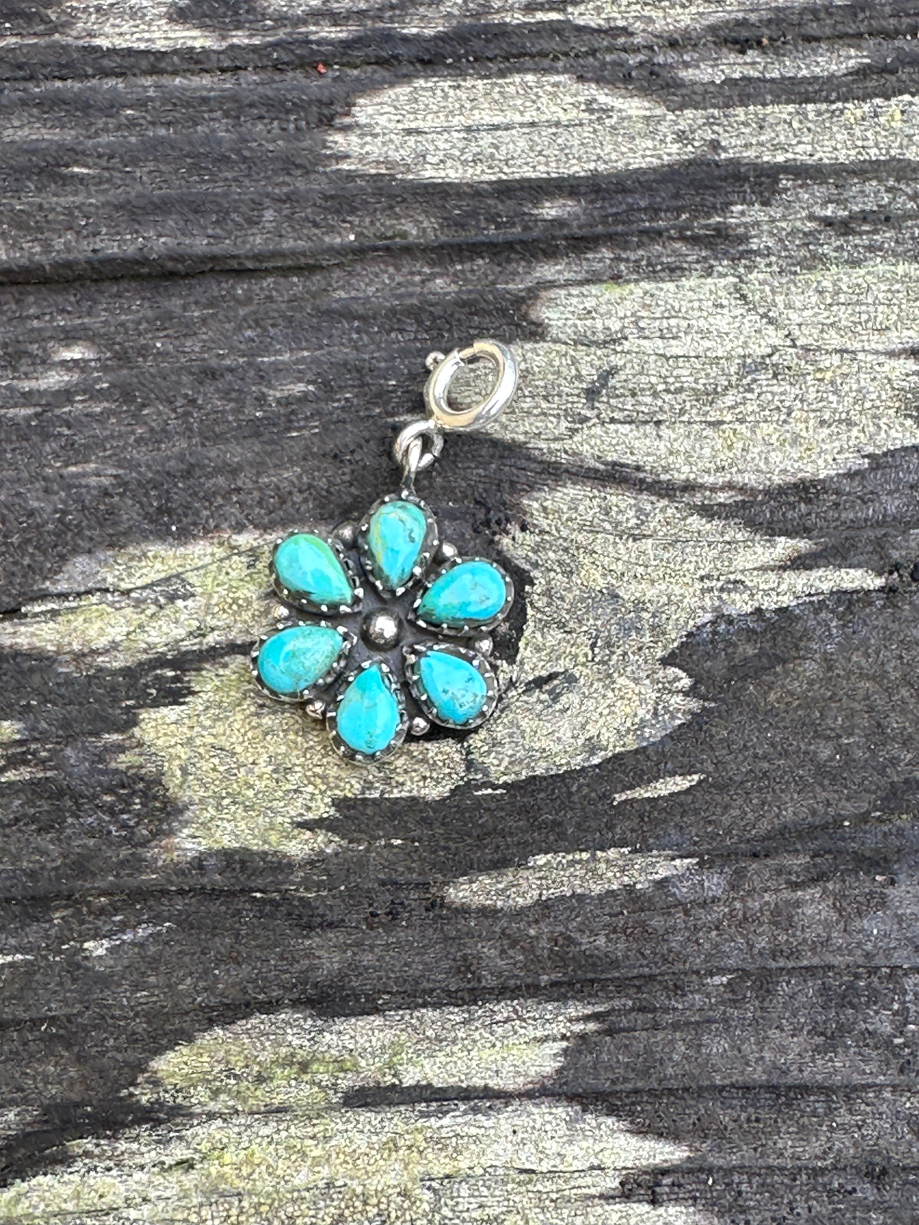 Sterling Silver and Turquoise Flower Charm